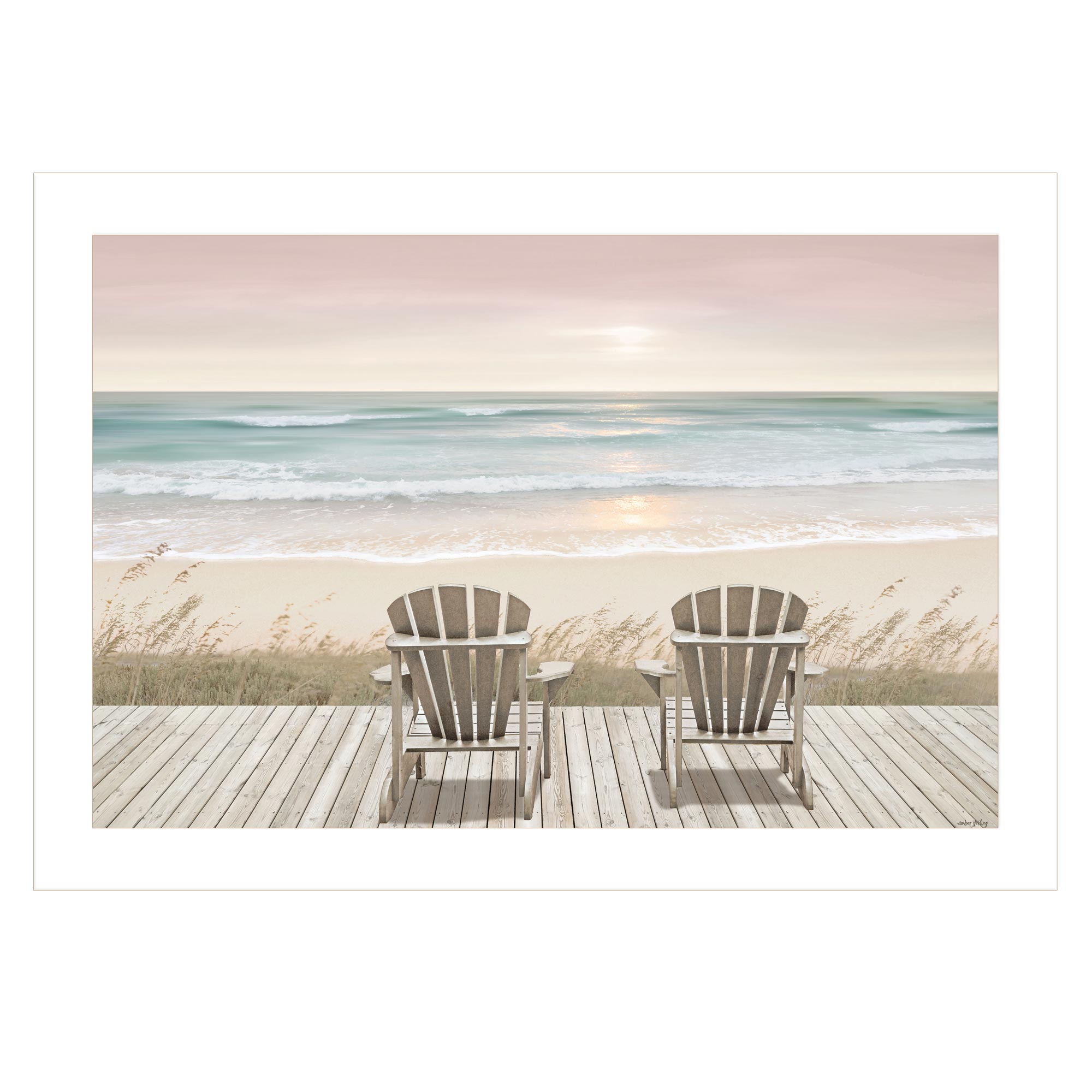 Trendy Decor 4U Pastel Sunset byAmber Sterling  Ready to Hang Framed Print White Frame