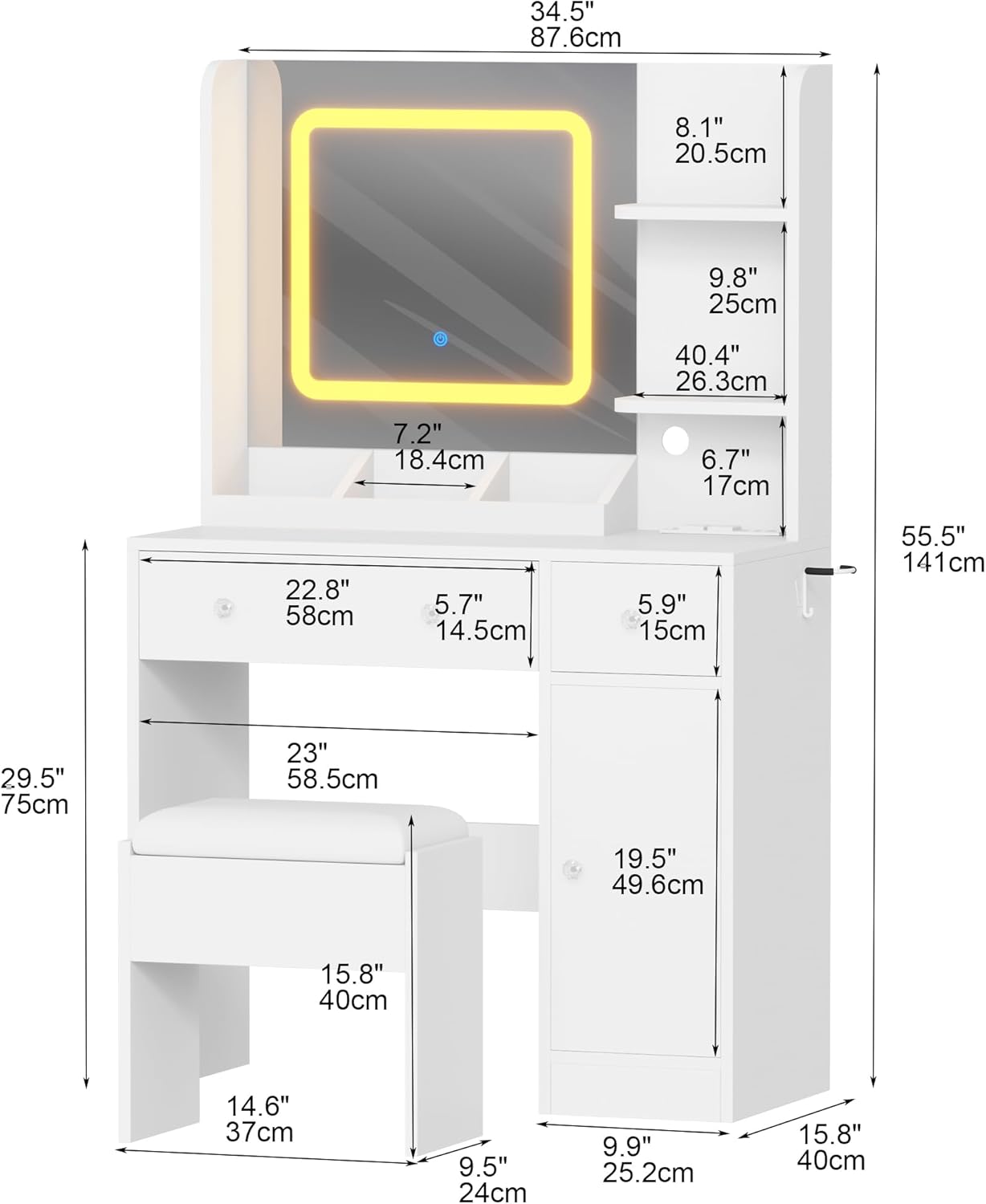 Qeetex LHF-SZT-PHO-339J8K5P Bedroom-Vanities - View #2