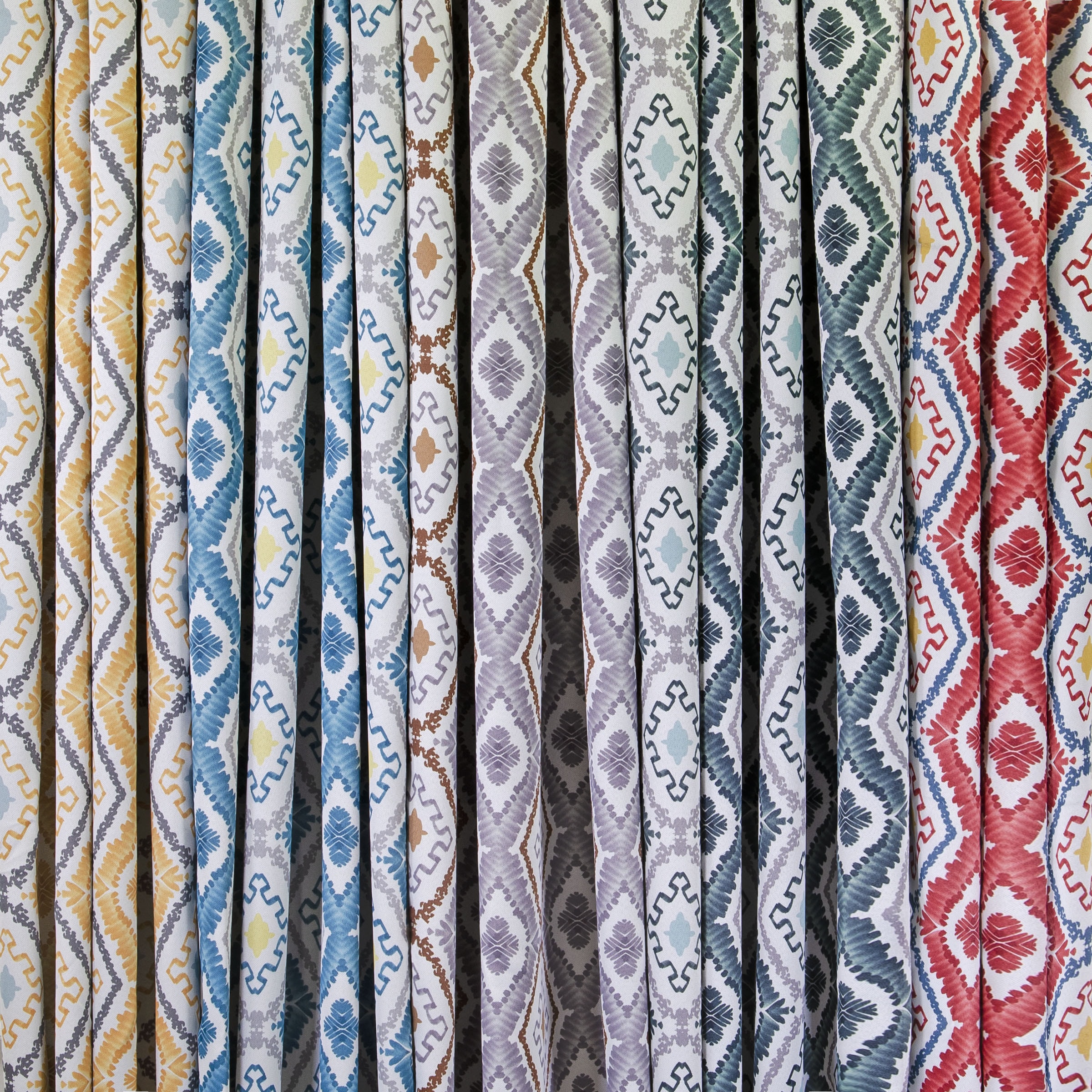 Gold Bohemian Ikat Blackout Polyester Rod Pocket Curtains