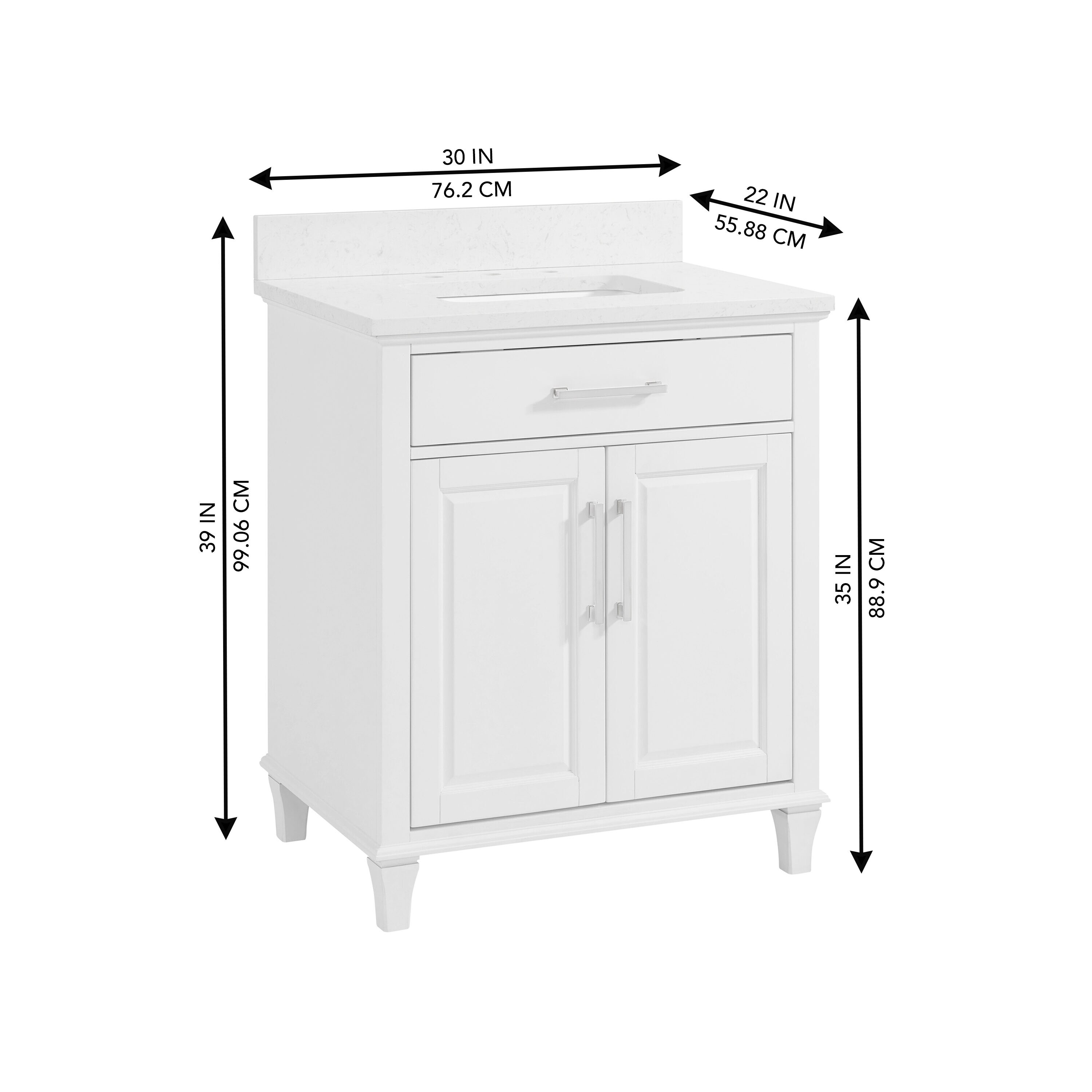 allen + roth Brookview 30-in White Undermount Single Sink Bathroom ...