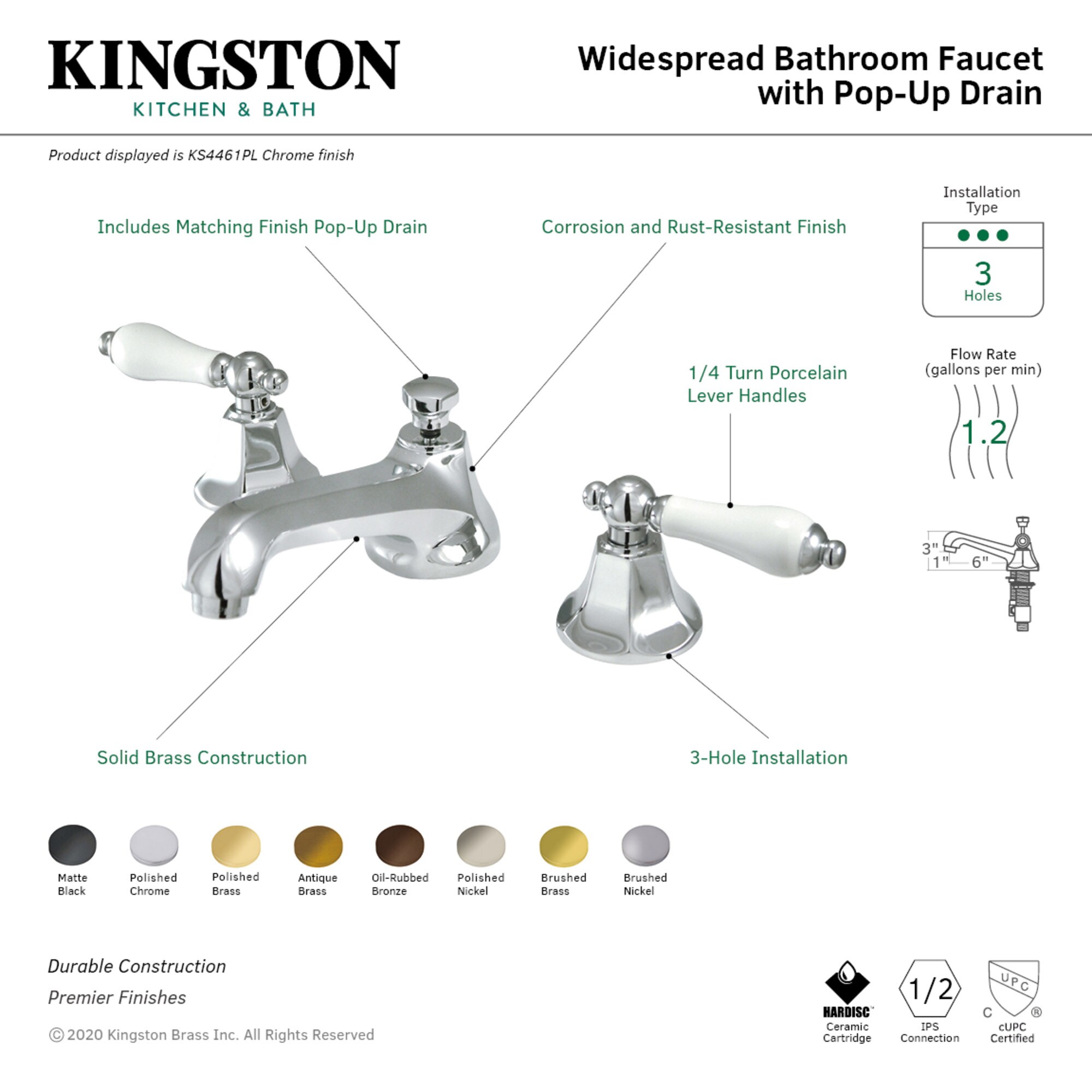 Kingston Brass WLKS4461PL Lavatory-Faucets - View #3