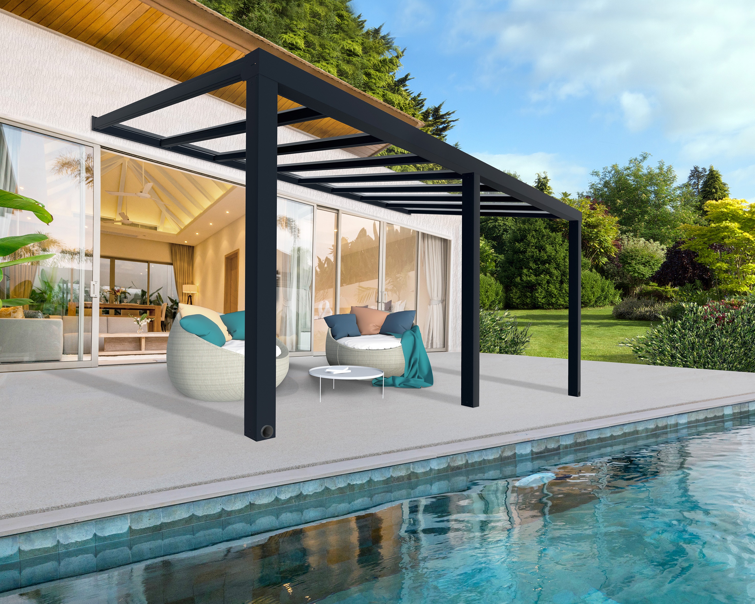 Canopia by Palram 705926 Stockholm 11-ft x 19-ft Gray Frame/Clear Panels Aluminum Patio cover ( 41-lb )