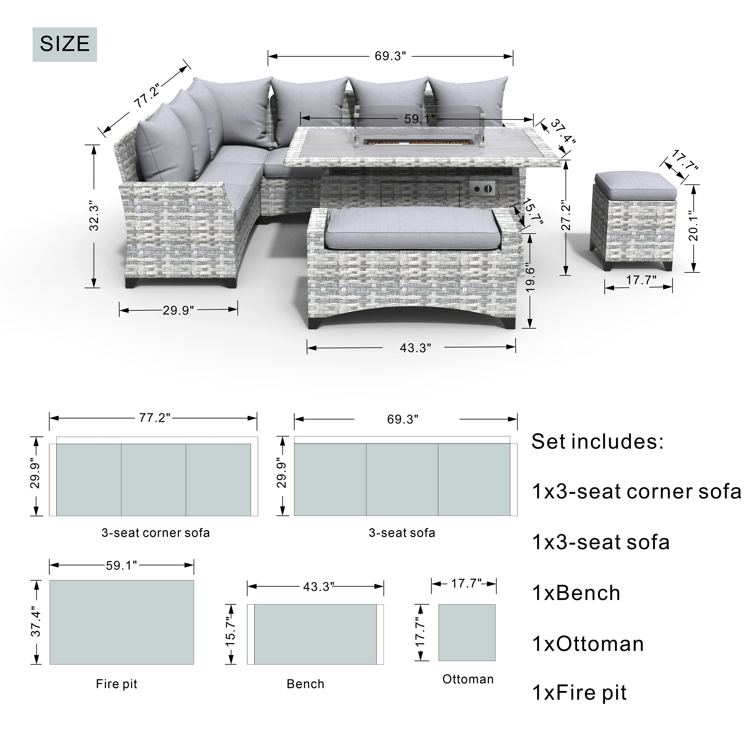 Moda Furnishings MAF-2001 Patio-Conversation-Sets - View #2