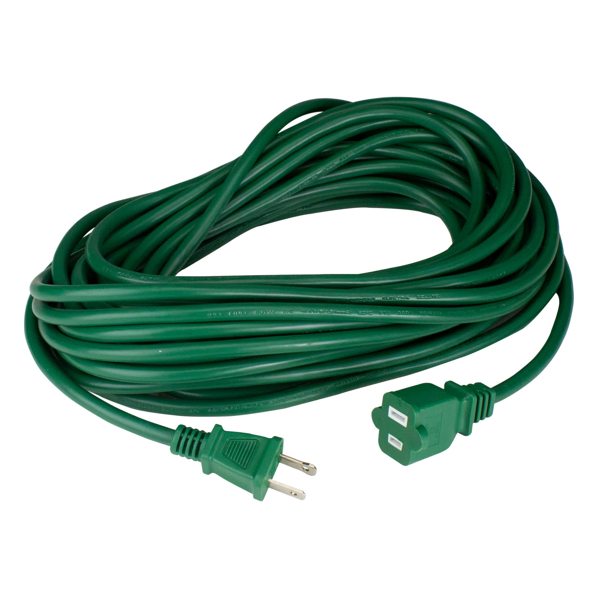 Northlight Two-Prong Outdoor Extension Power Cord with End Connector - 40 feet - Green