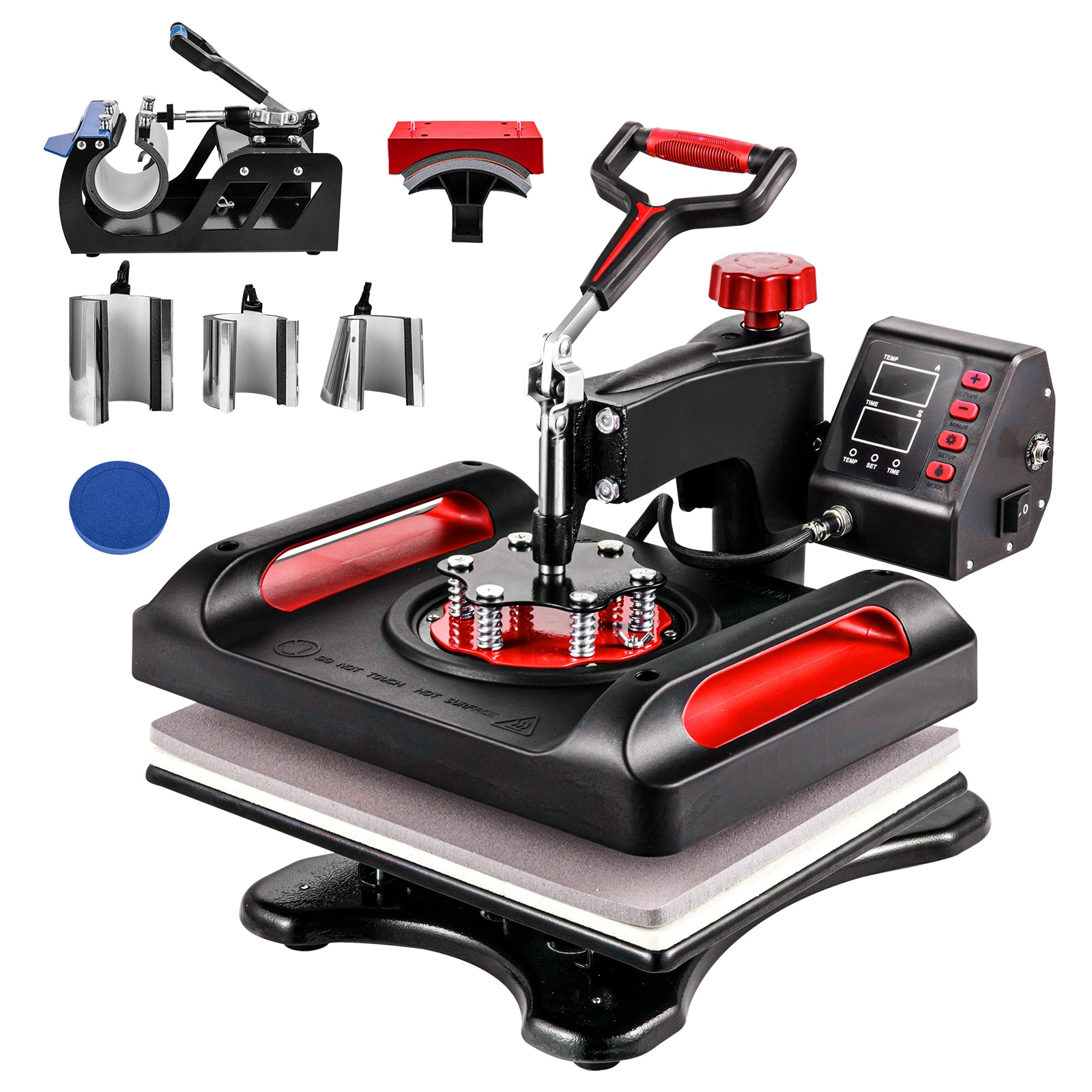 SVOPES SCTJBYXKHSP800647V1 Heat Press Machine 12 x 15 Inch 8 in 1 Heat Press Sublimation Machine 360degree Rotation Swing Away 8 in 1 Shirt Printing Machine Dual-Tube Heating for DIY T-Shirts Cap and Mugs Red