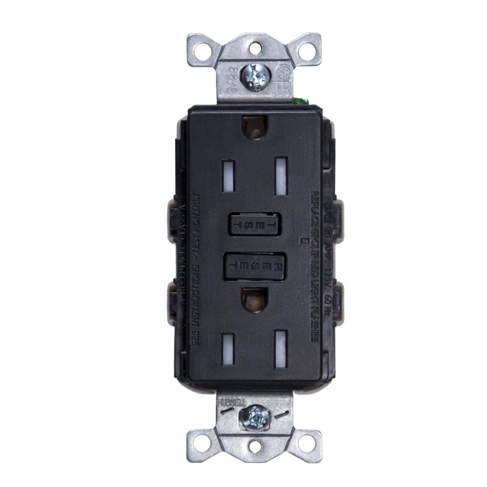 Hubbell GFT15BKZ 15-Amp 125-volt Tamper Resistant GFCI Residential/Commercial Decorator Outlet, Black
