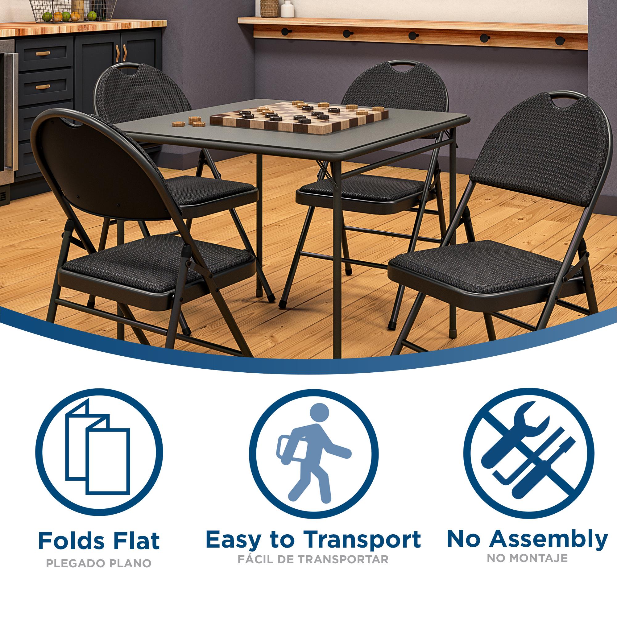 Cosco 2.833 Feet x 2.833 Feet Indoor or outdoor Square Vinyl Black Folding card table 4 Person in the Folding Tables department at Lowes