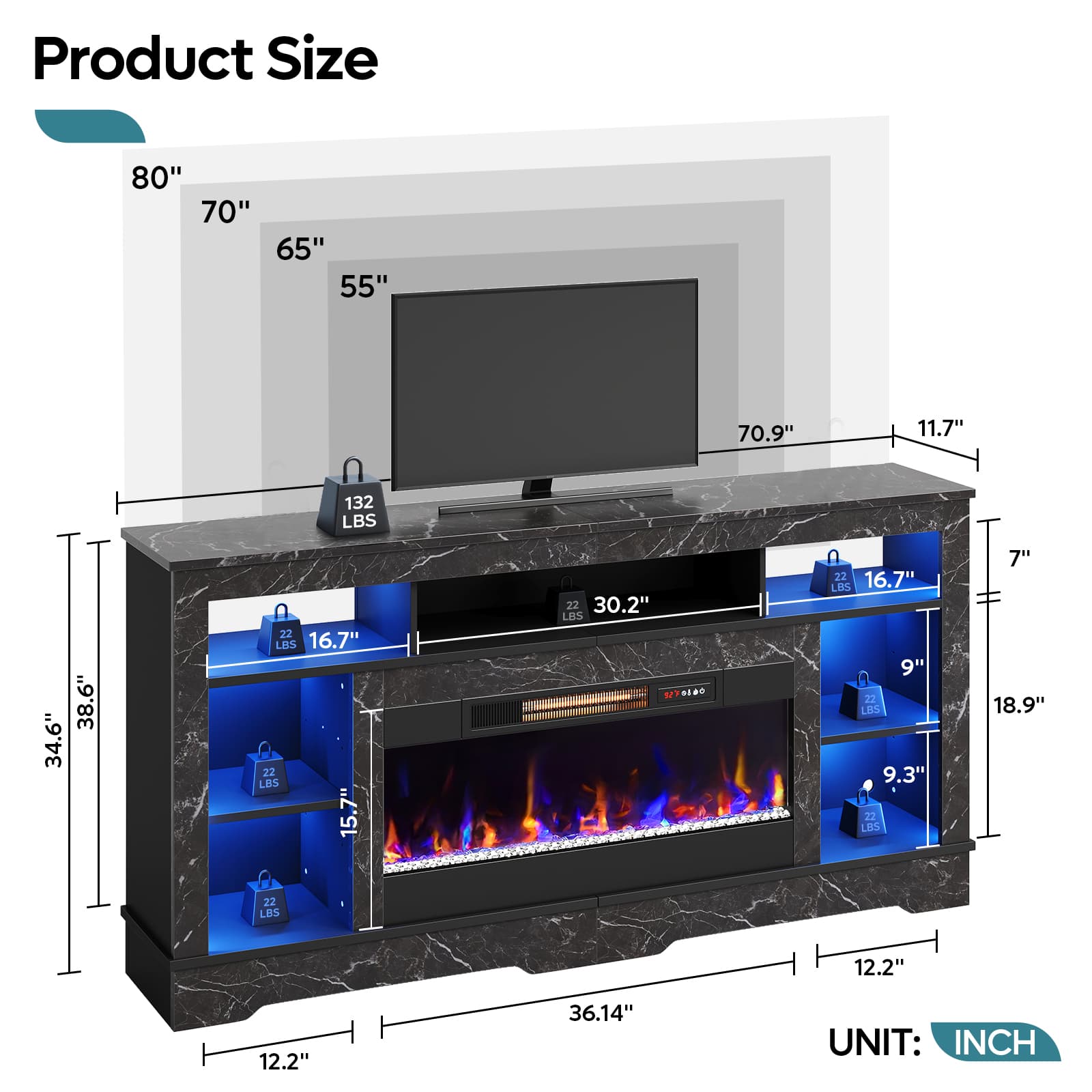 Bestier LOW-L104318FP-BLKM Electric-Fireplaces - View #5