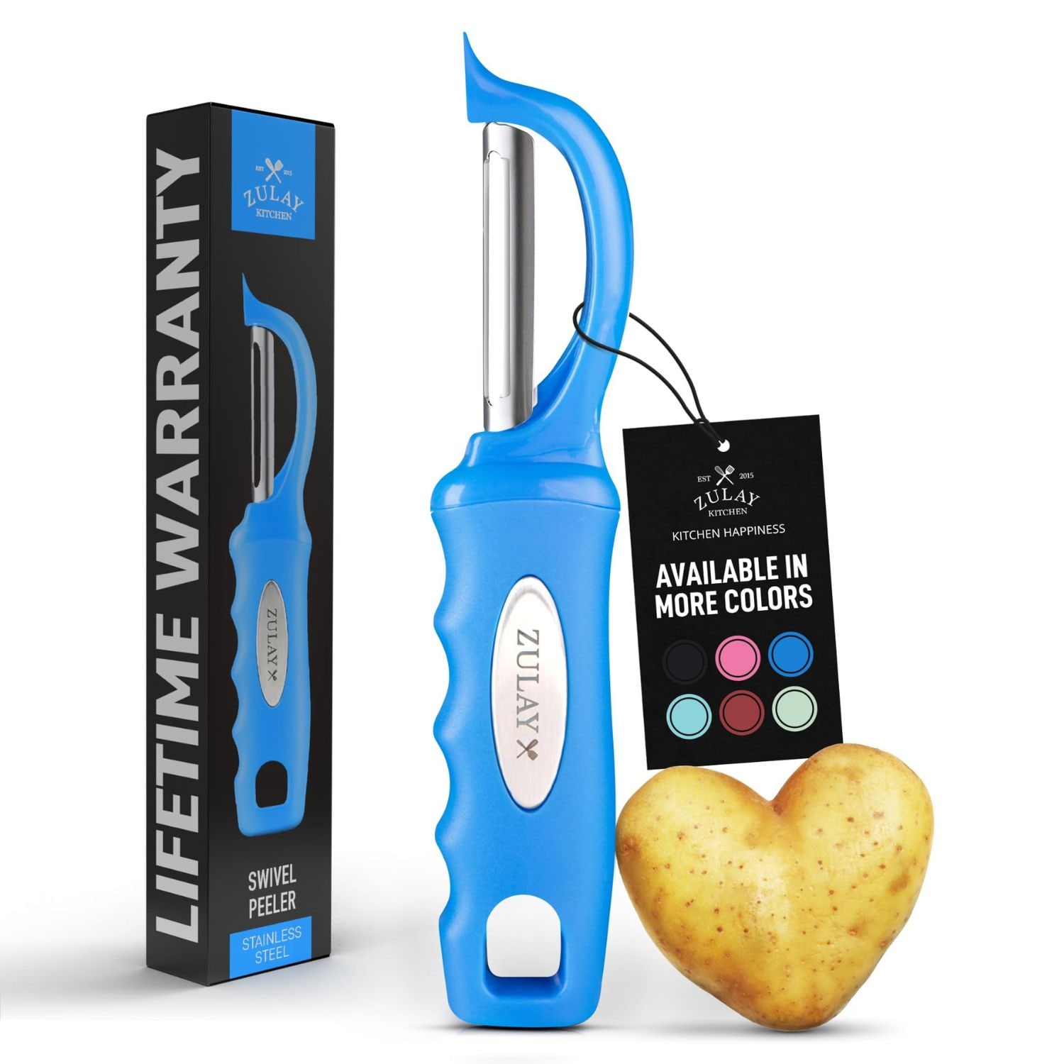 Zulay Kitchen Premium Vegetable Peeler Swivel Peeler with Stainless Steel Blades Ergonomic Handle Dishwasher Safe Kitchen Potato Peeler with Blemish Remover Easy Use