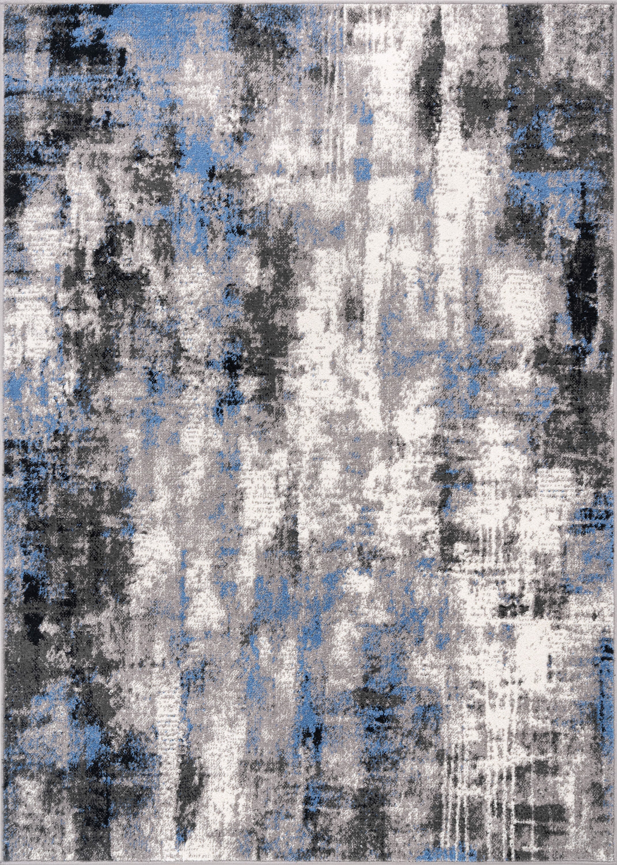World Rug Gallery 978BLUE5X7 5 x 7 (ft) Loomed Polypropylene Blue Rectangular Indoor Distressed/Overdyed Area rug