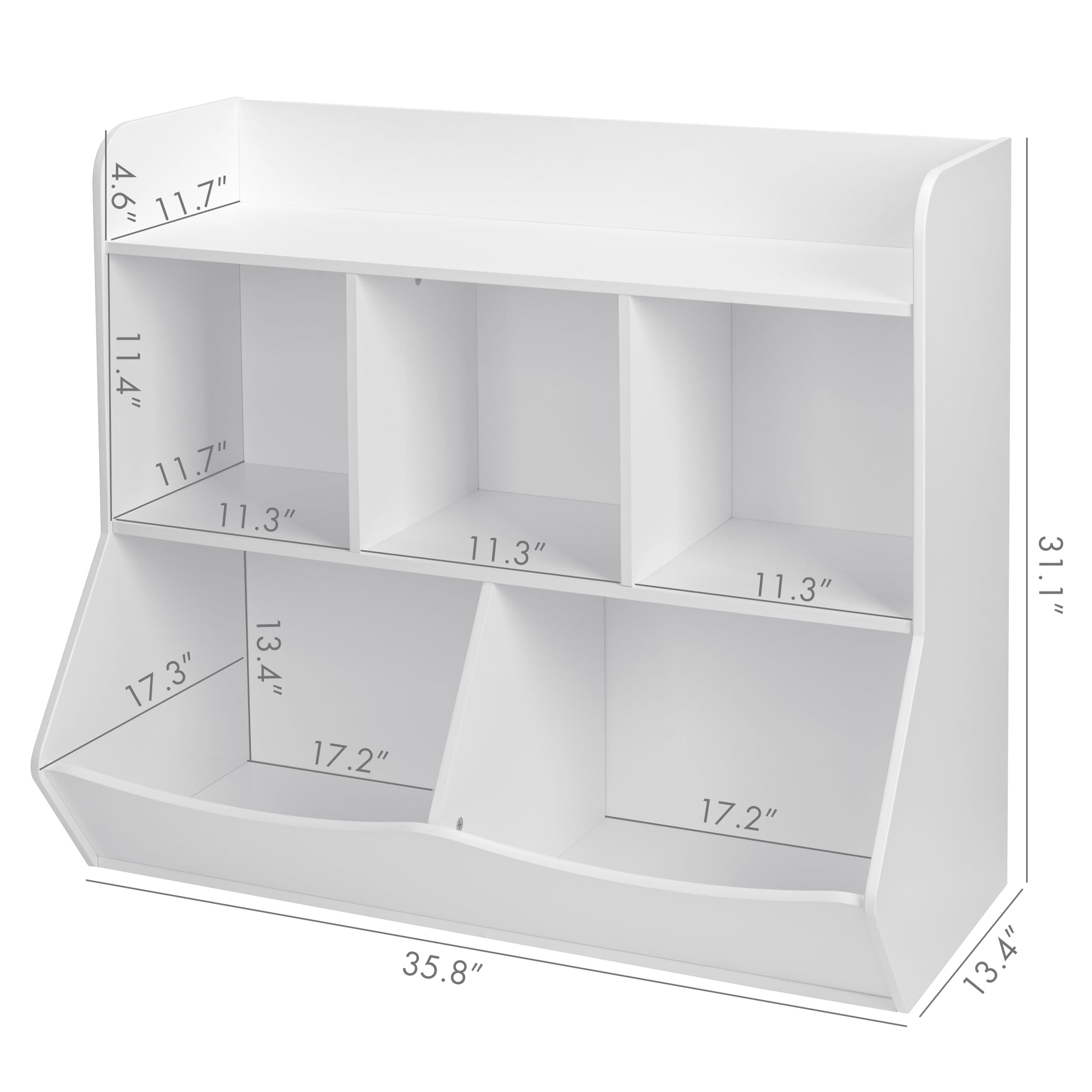 Etokfoks Kids Bookcase and Toy Storage Organizer White Engineered Wood ...