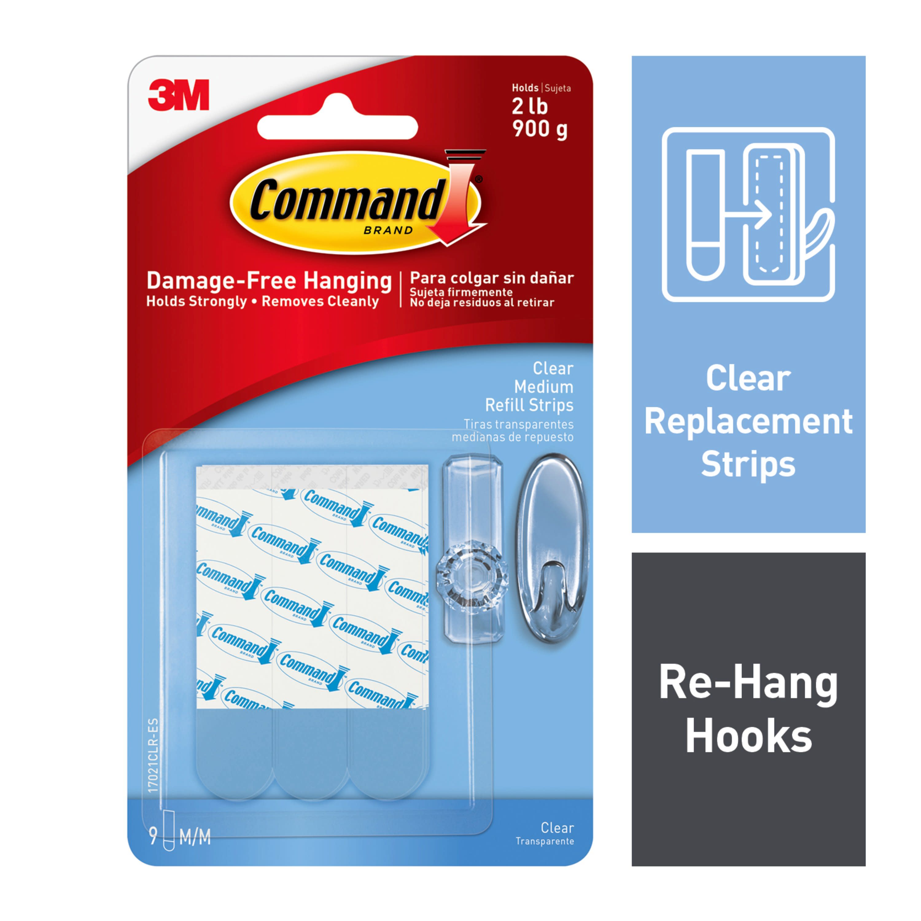 Command Medium Refill Adhesive Strips for Wall Hooks, Damage Free Hanging,  9 Strips 