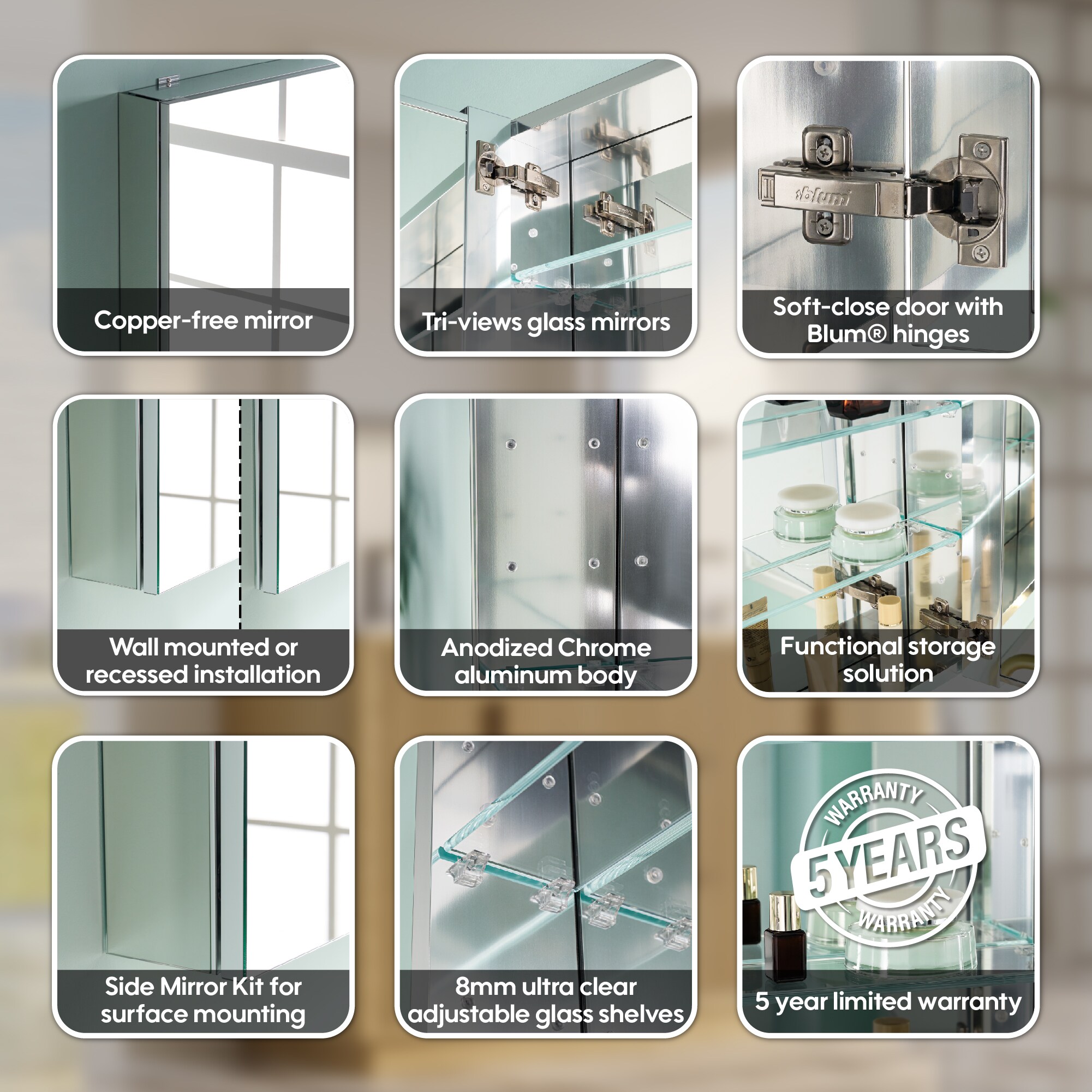 WELLFOR DH-MMC3026-BL Bathroom-Medicine-Cabinets - View #8