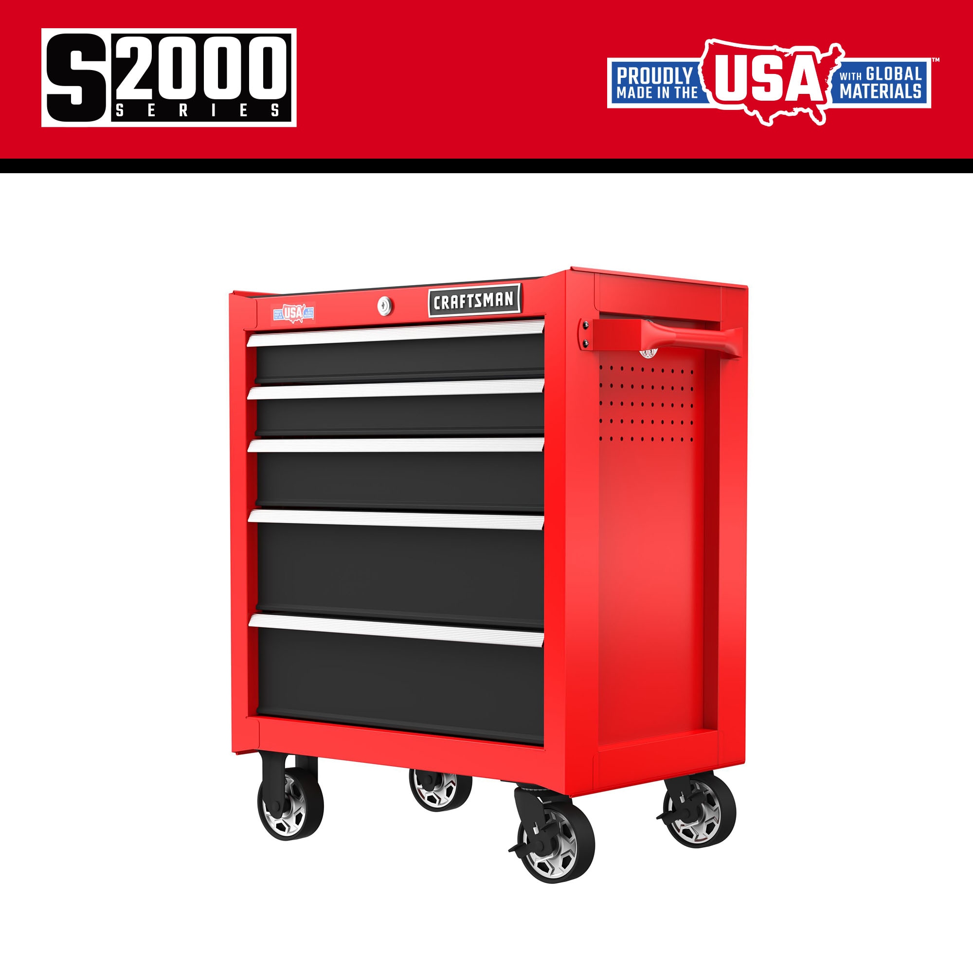 CRAFTSMAN 2000 Series 26.5-in W x 34-in H 5-Drawer Steel Rolling Tool Cabinet (Red) CMST98264RB Sansujyuku sansujyuku.com