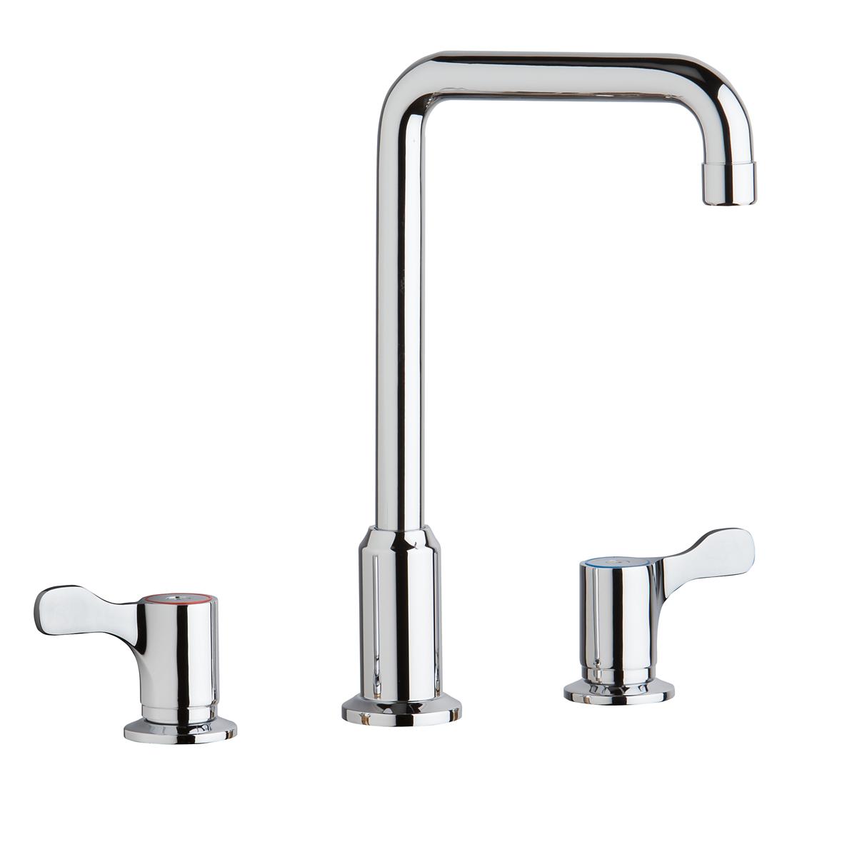 Elkay Chrome Double Handle Mid Arc Commercial Kitchen Faucet In The   49495780 