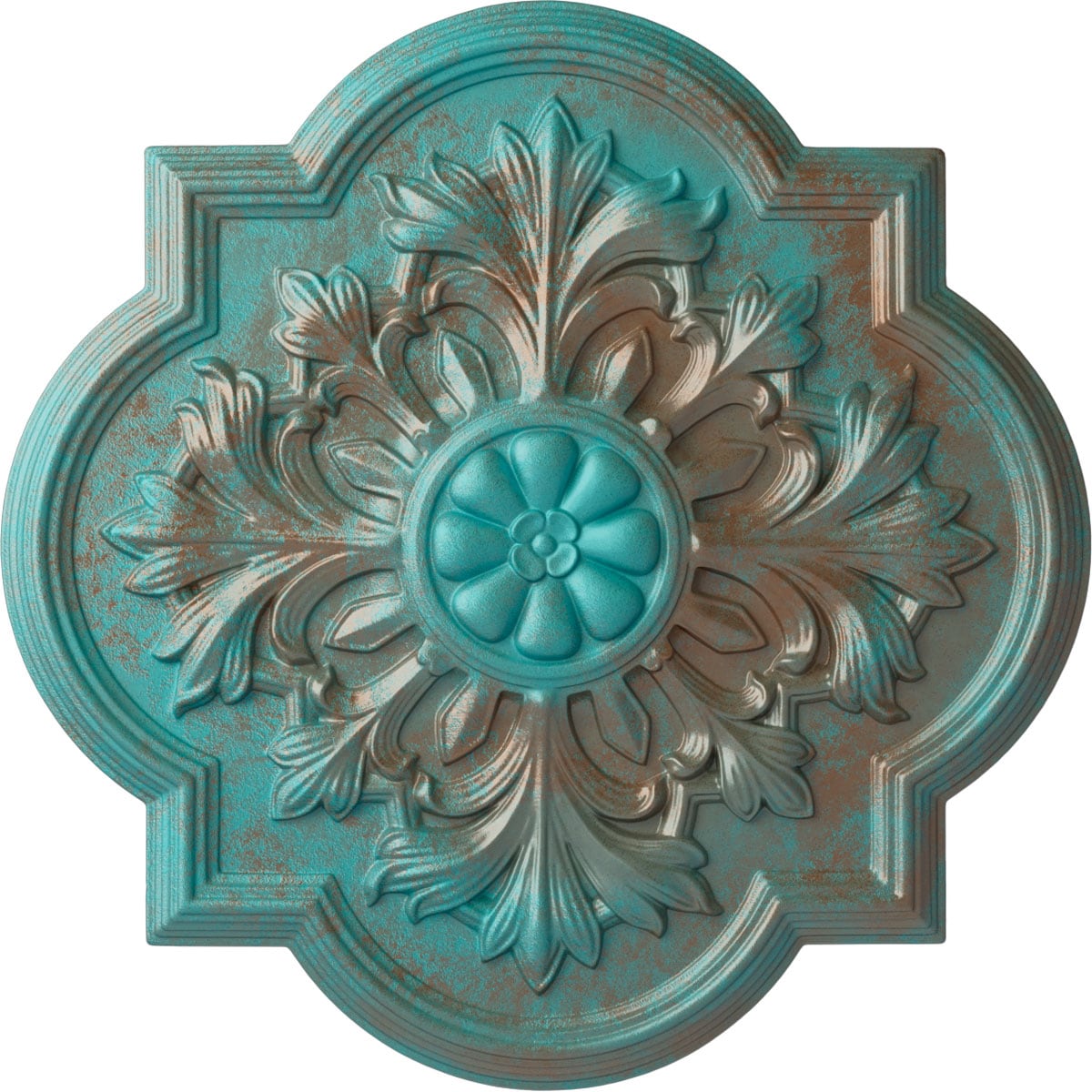 Ekena Millwork CM20BOCGS Bonetti 20-in W x 20-in L Painted Copper Green Patina Polyurethane Whole Ceiling Medallion