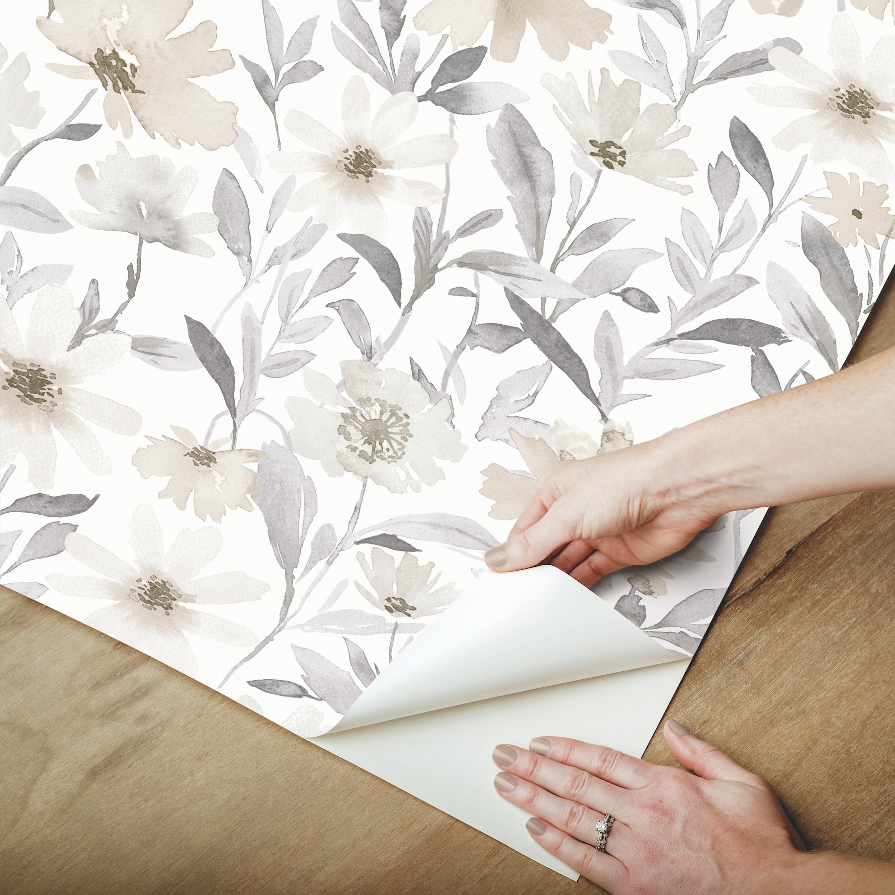 Neutral Floral Peel and Stick Wallpaper Roll