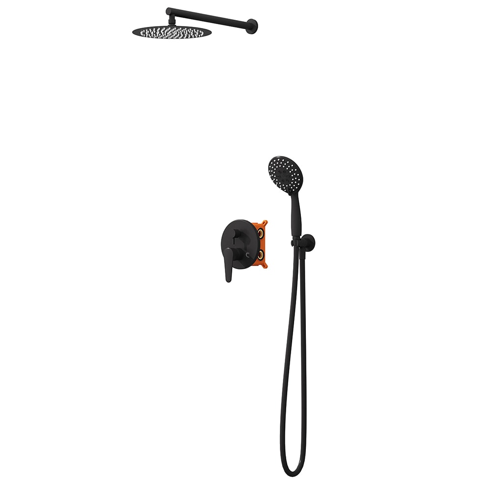 Homsee C-KF020296-01 Matte Black 2-Function Round Shower Suit with 10-Inch Overhead and ABS Handheld Sprayer