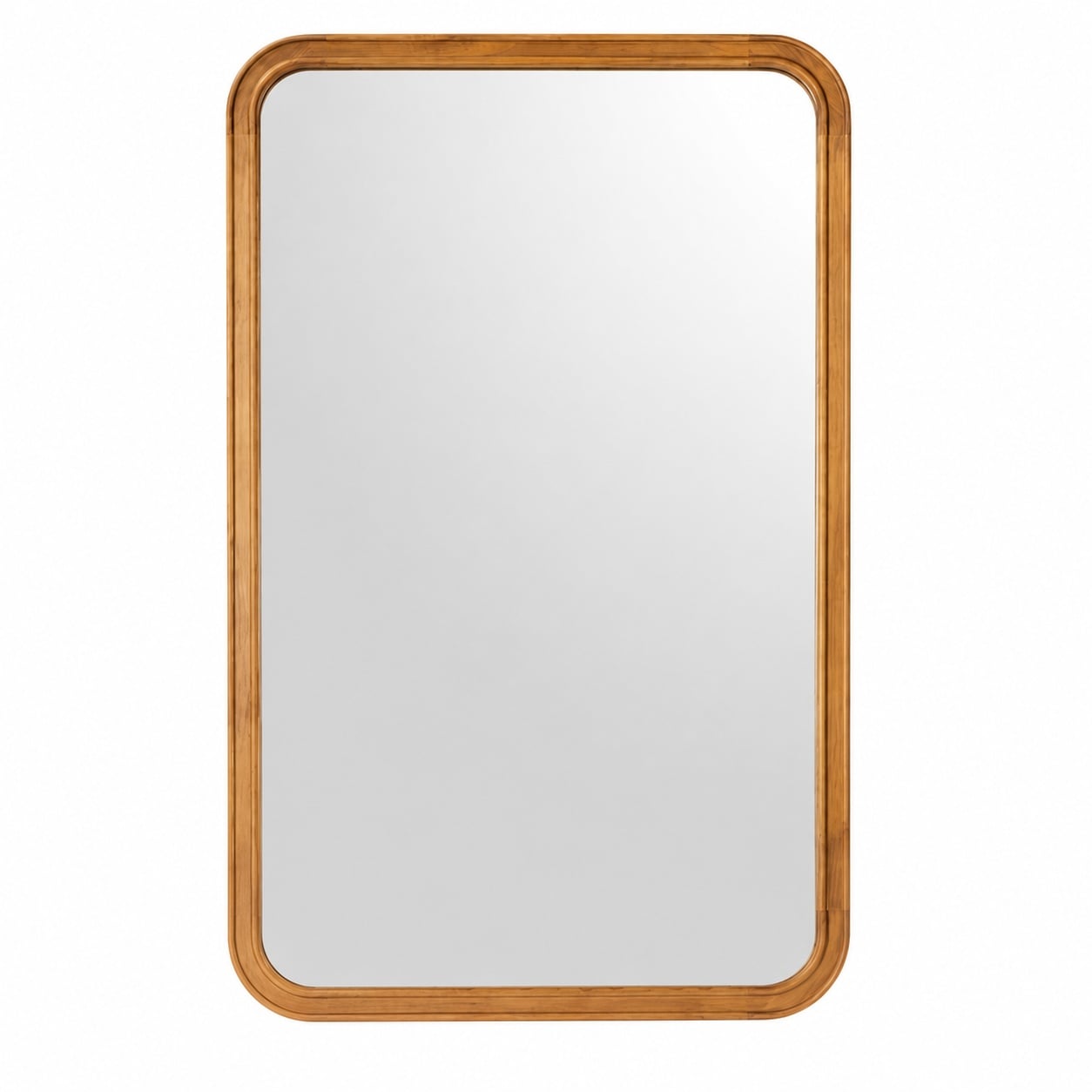 Aoibox  36 in H x 24 in W Natural Wood Framed Wall Mirror Rounded Corner Rectangle for Bathroom and Vanity for Bathroom Use