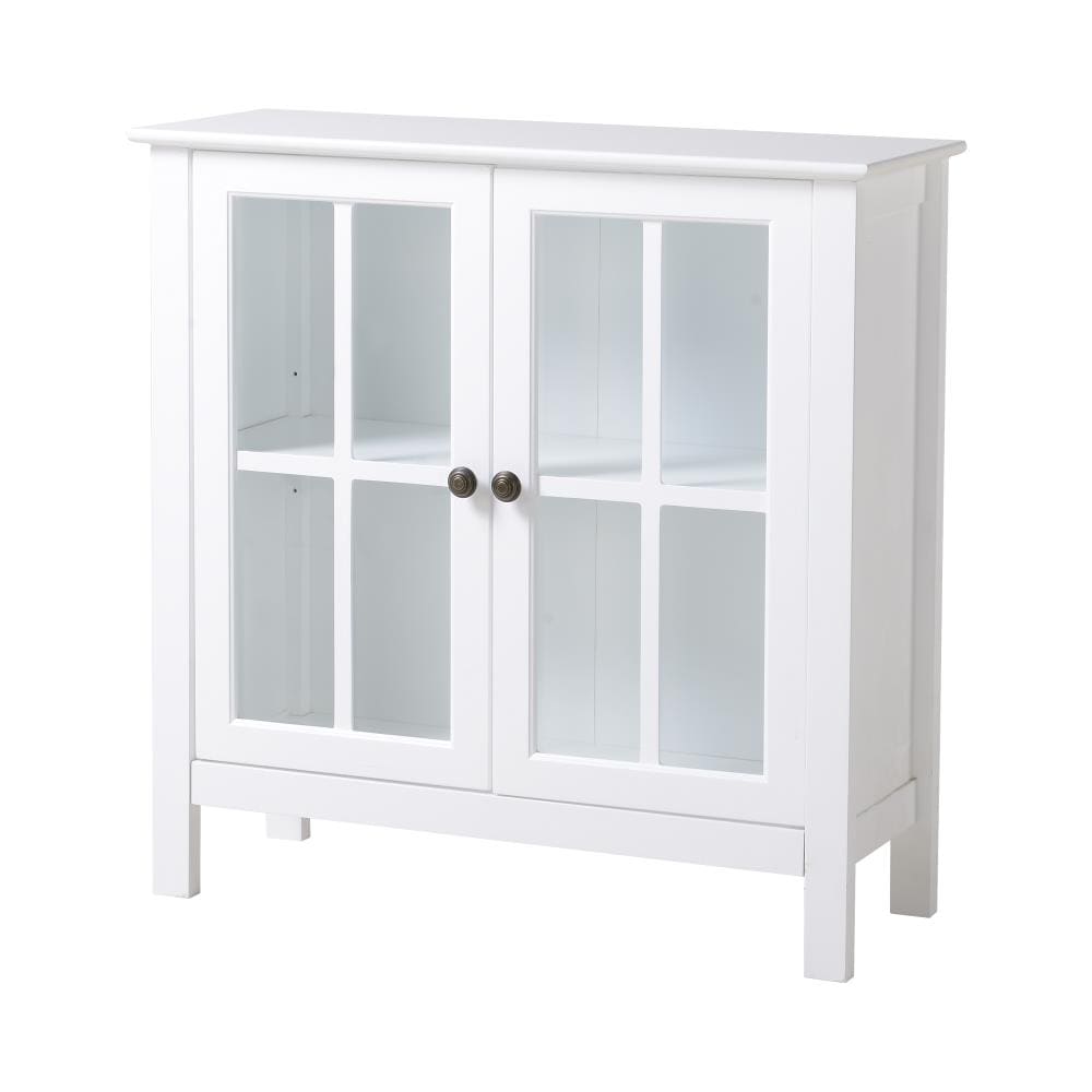White MDF Glass Door Curio Cabinet with Shelves