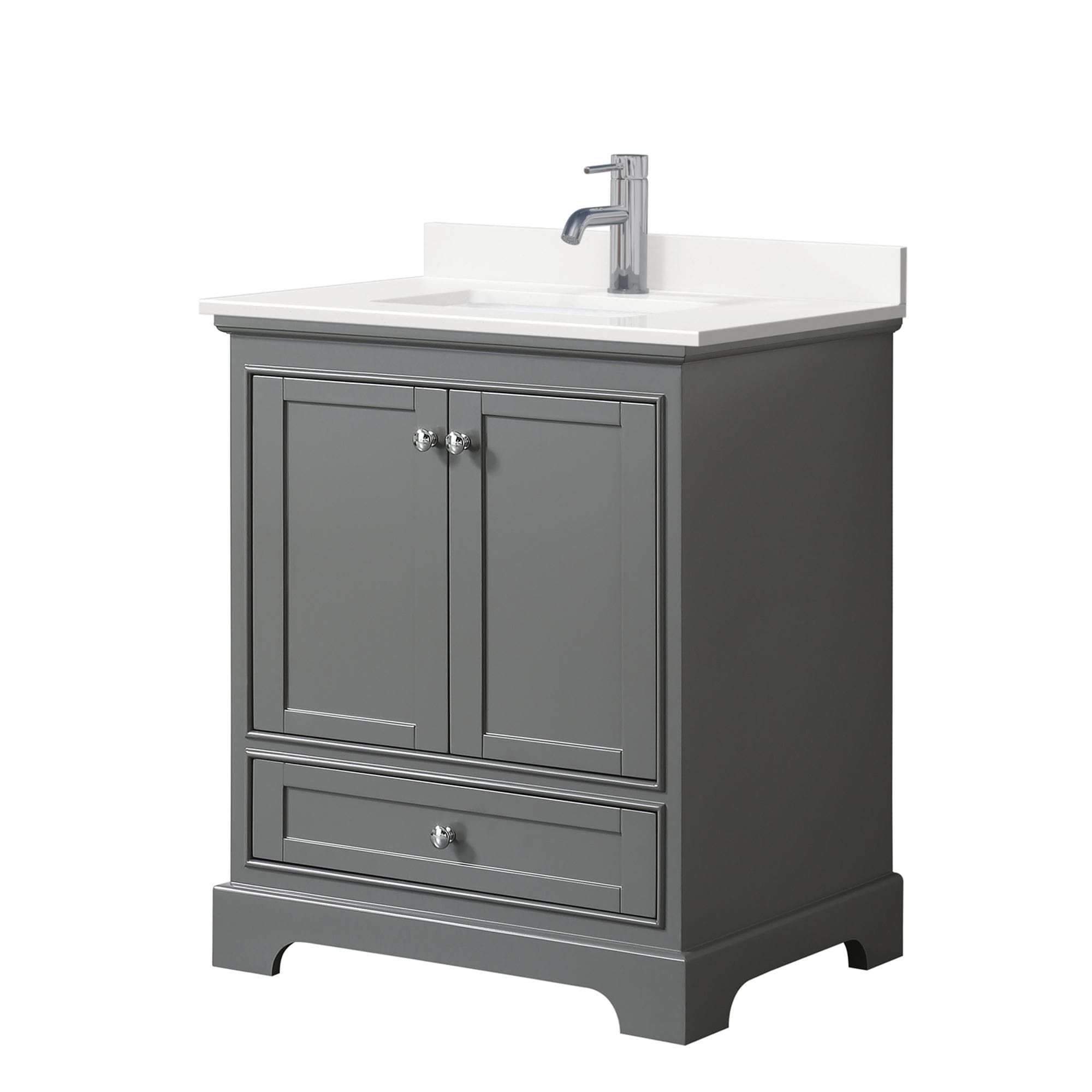 Wyndham Collection WCS202030SKGWQUNSMXX Deborah 30-in Dark Gray Undermount Single Sink Bathroom Vanity with White Quartz Quartz Top