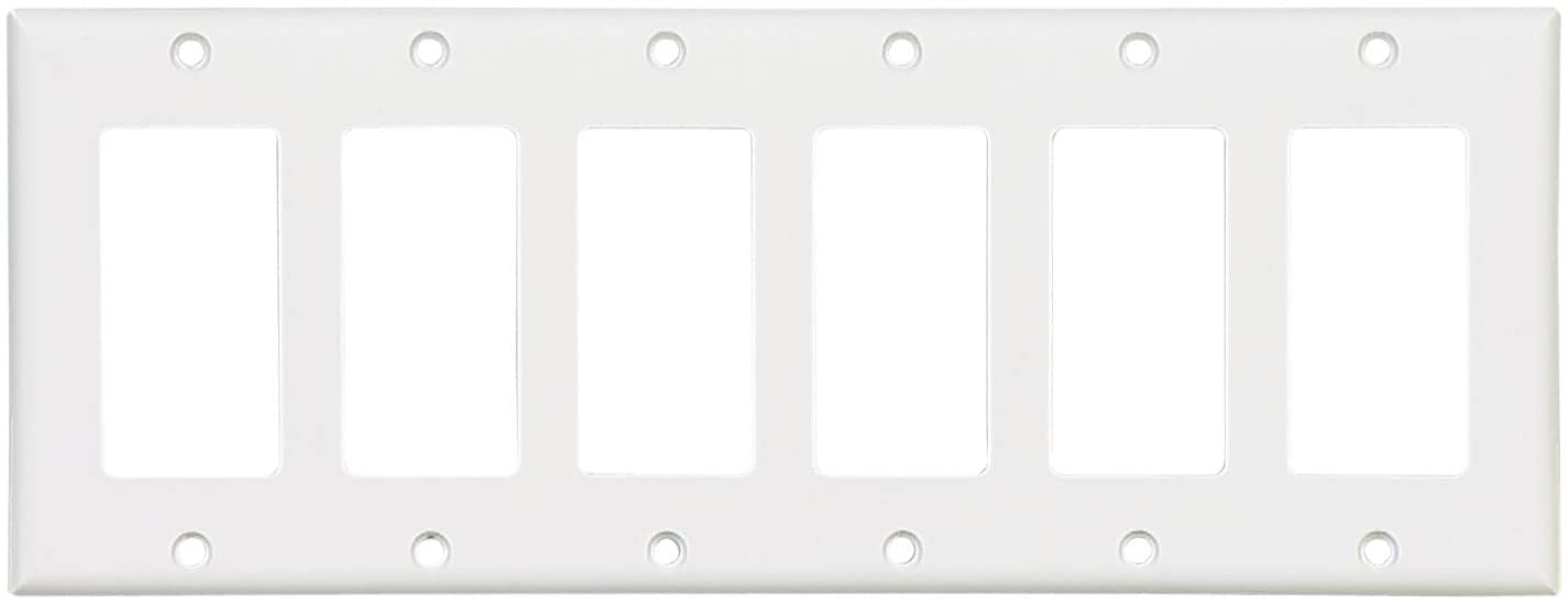 Eaton 2166W-BOX 6 -Gang White Plastic Decorator Wall Plate