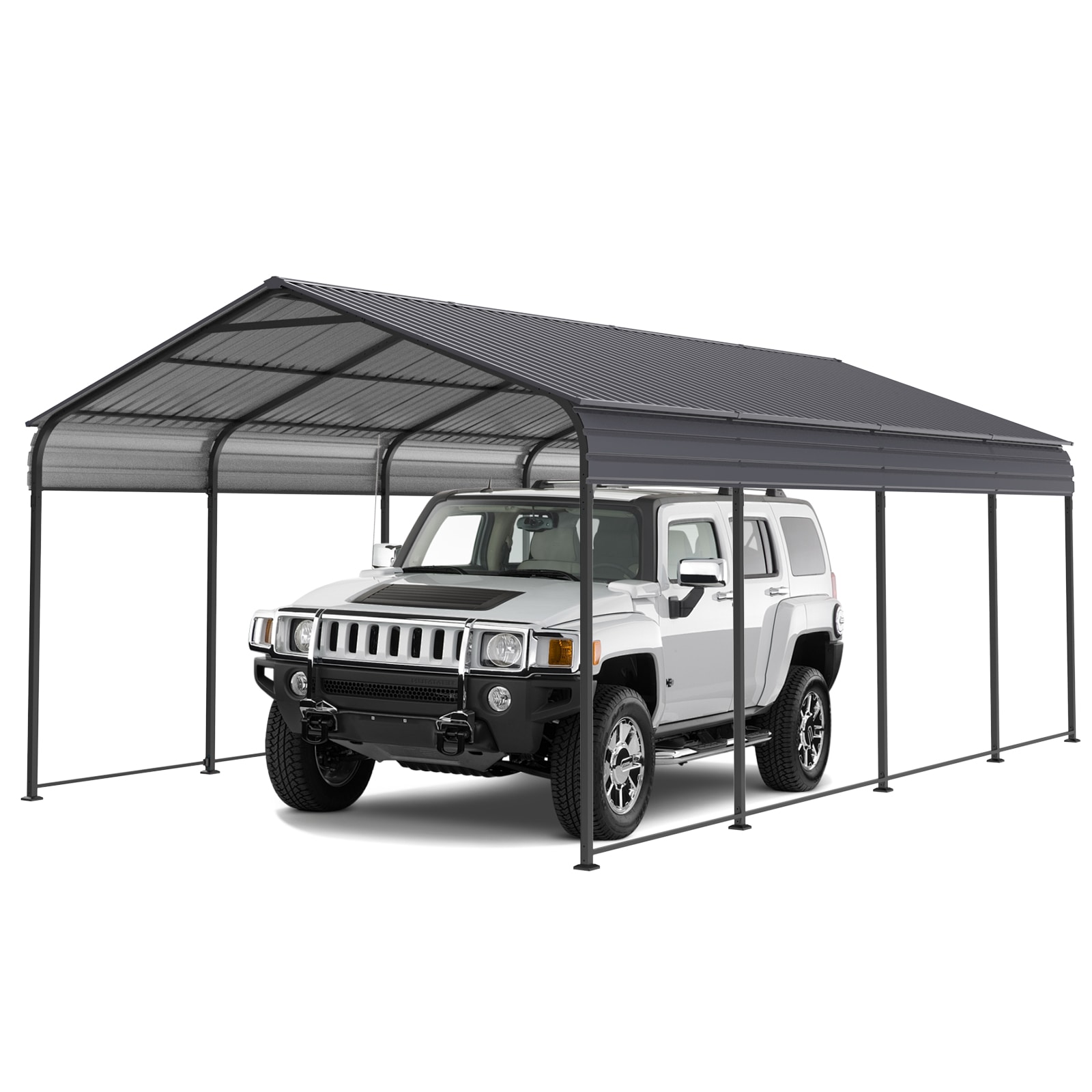 Mondawe MO-CP-00060 12-ft W x 20-ft L x 8.7-ft H Dark Gray Metal Carport with Metal Roof