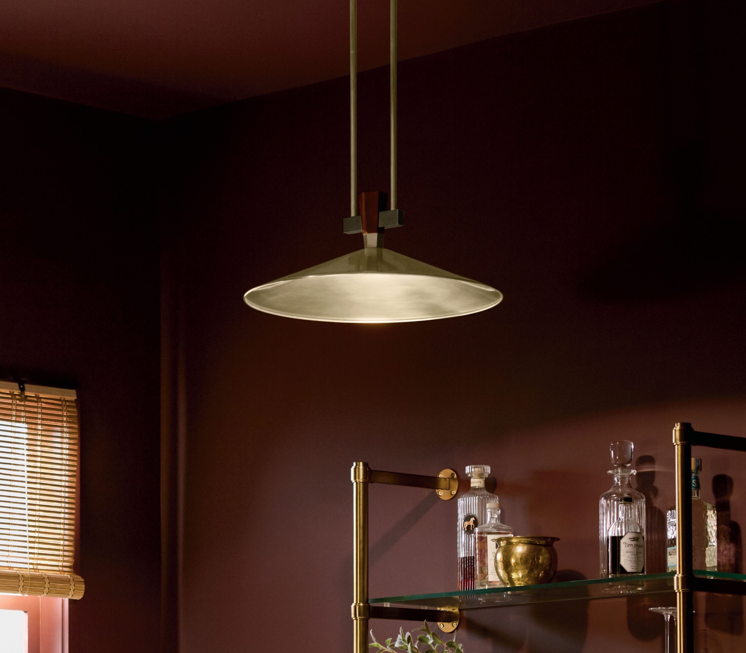 Kichler Tenon 1 -Light Champagne Bronze Industrial Metal Cone LED Medium Hanging Pendant Light