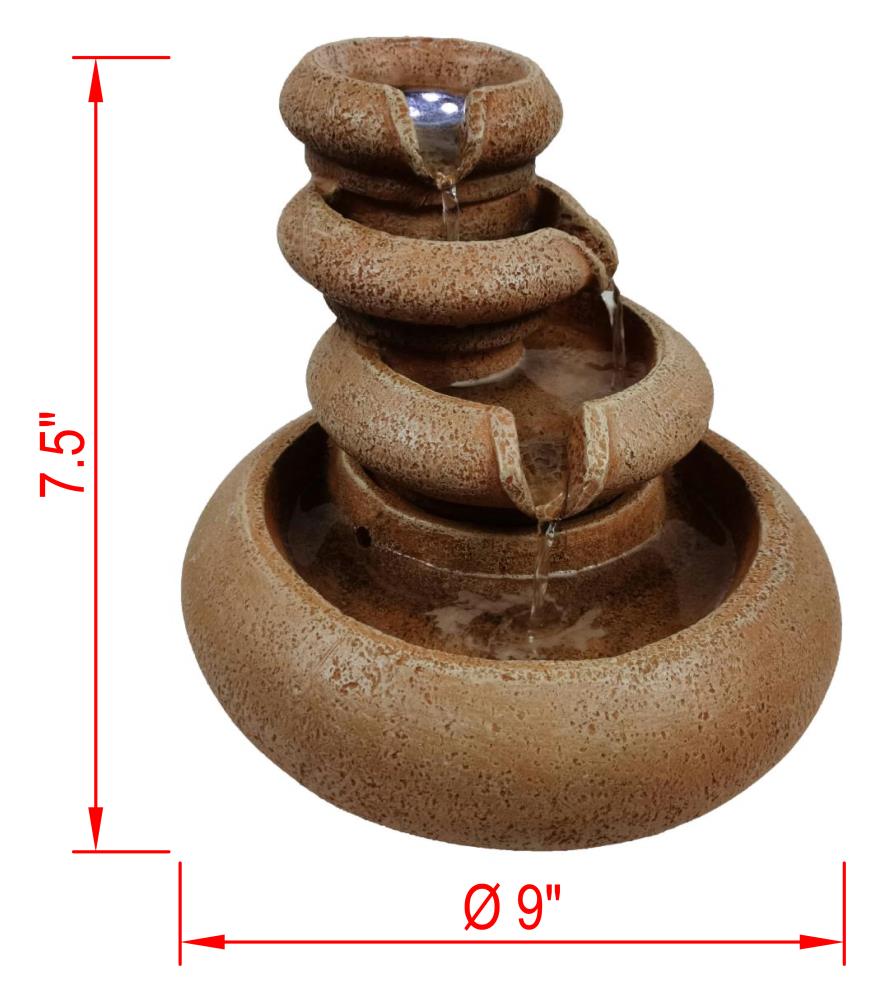 Donglin Furniture Indoor Three Tier Flowing Tabletop Fountain with LED ...