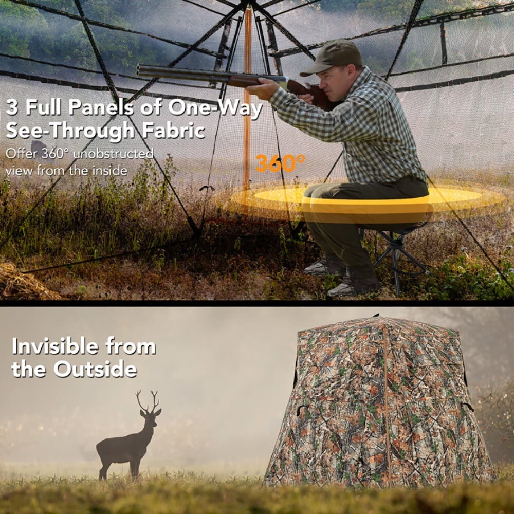 OOU Pop Up Deer Hunting Blind with 360 Degree See Through Panels ...