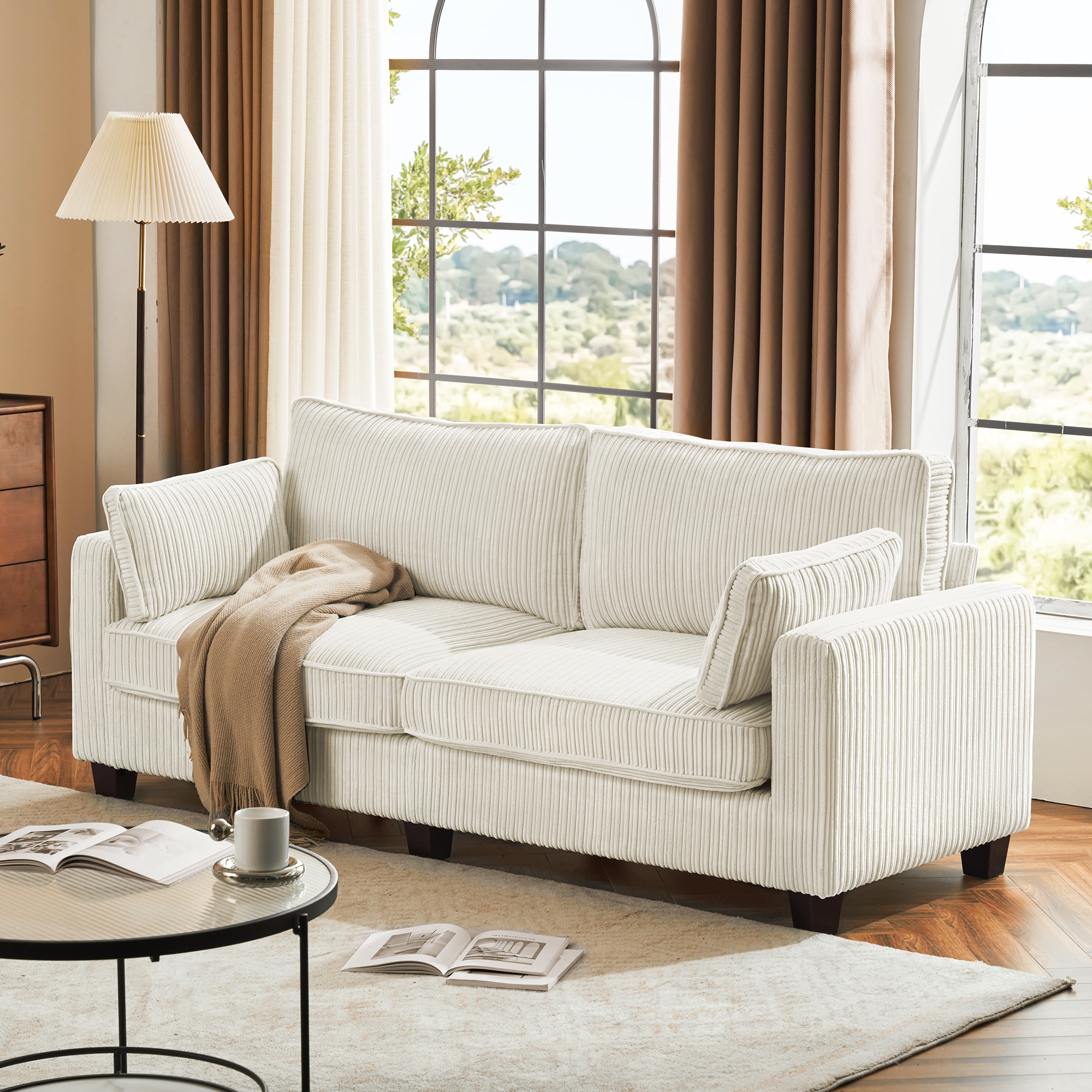 LUE BONA SG-004-02LS 81-Inches Modern Beige 3 -seater Sofa