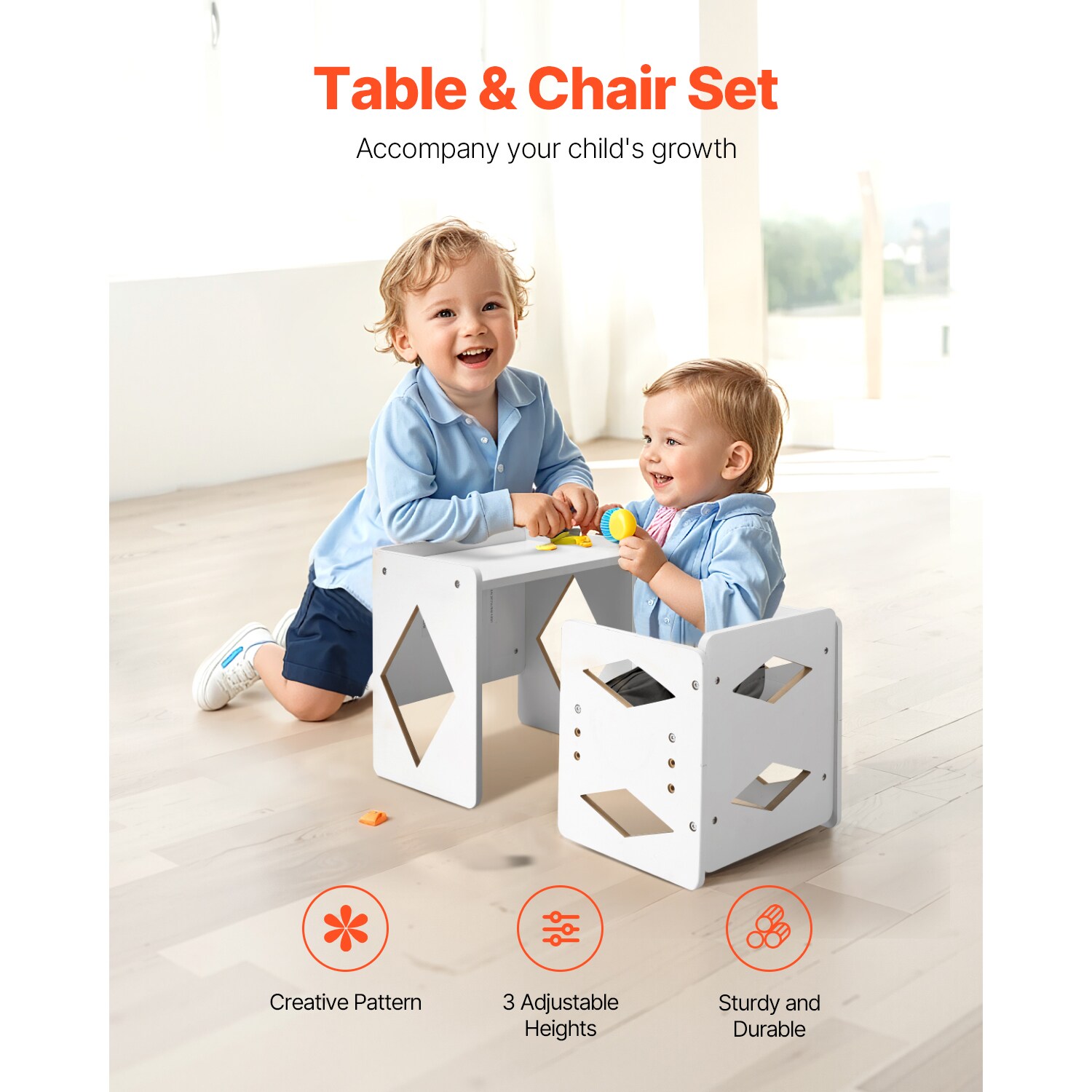 VEVOR Montessori Weaning Table And Chair Set Wooden Toddler Table And 