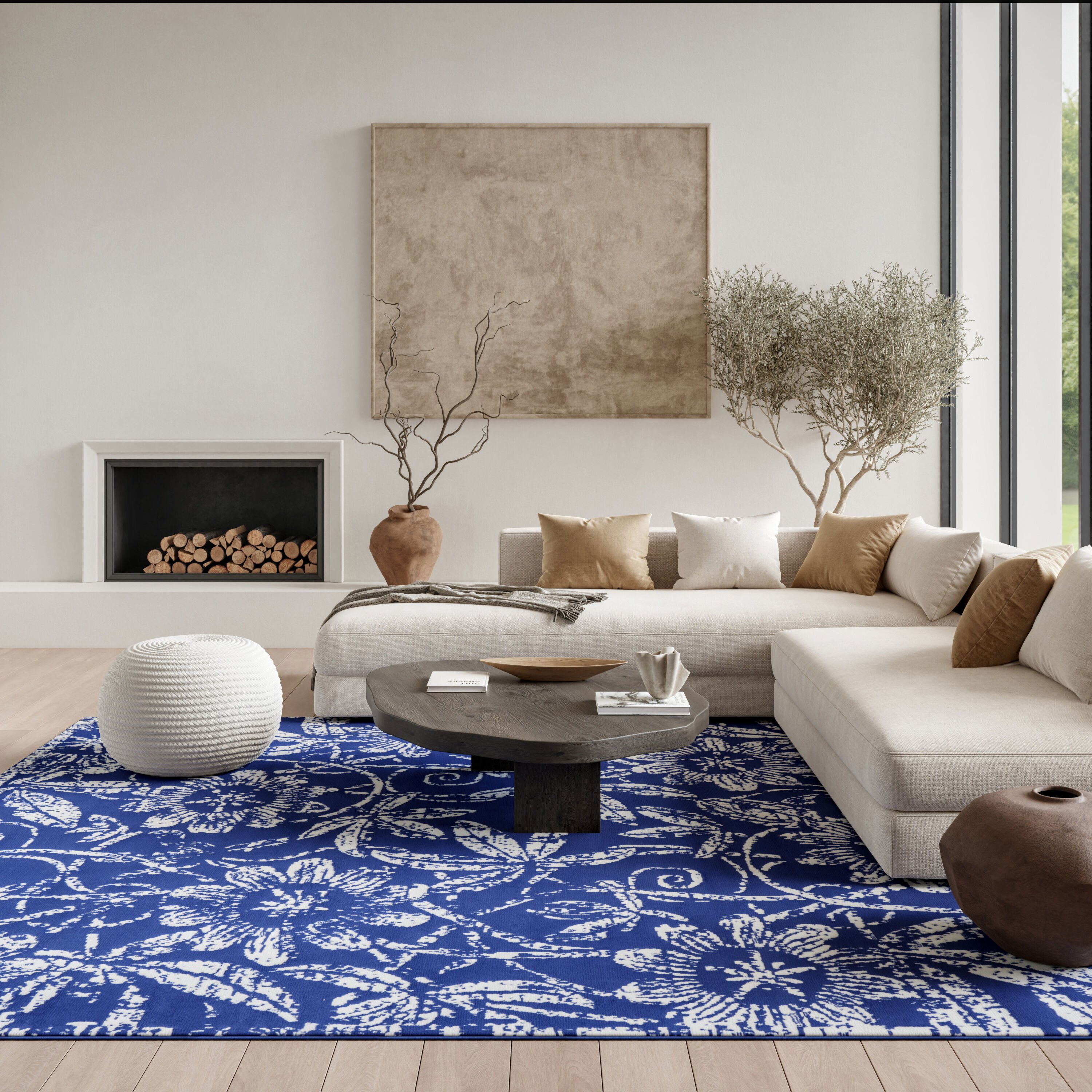 Nourison 99446836243 Whimsicle 8 x 12 (ft) Loomed Navy Rectangular Indoor Floral/Botanical Area rug