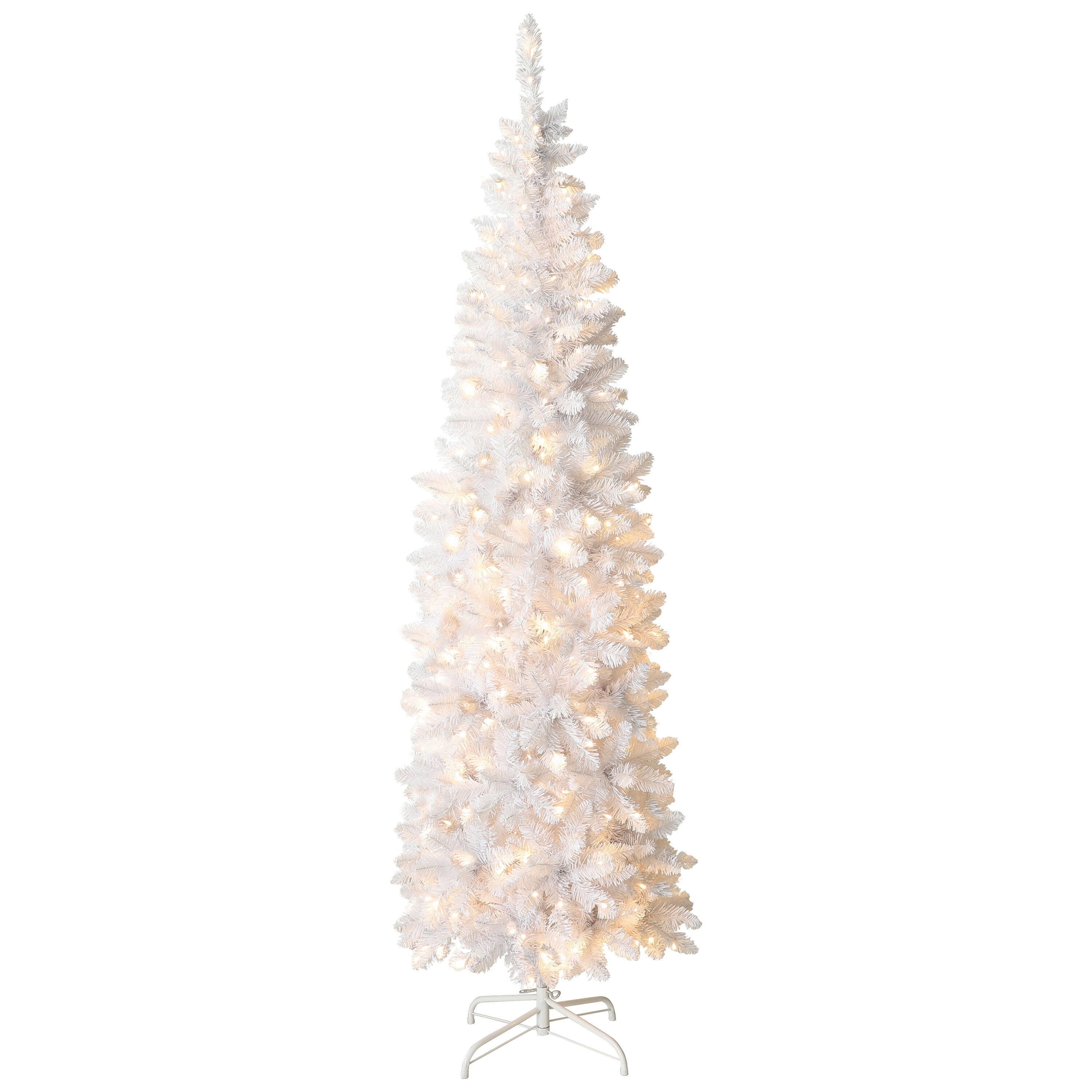 VEIKOUS 6-ft Pine Pre-lit Artificial Tree Pencil White Artificial Christmas Tree with Lights in the Artificial Christmas Trees department Lowes.com
