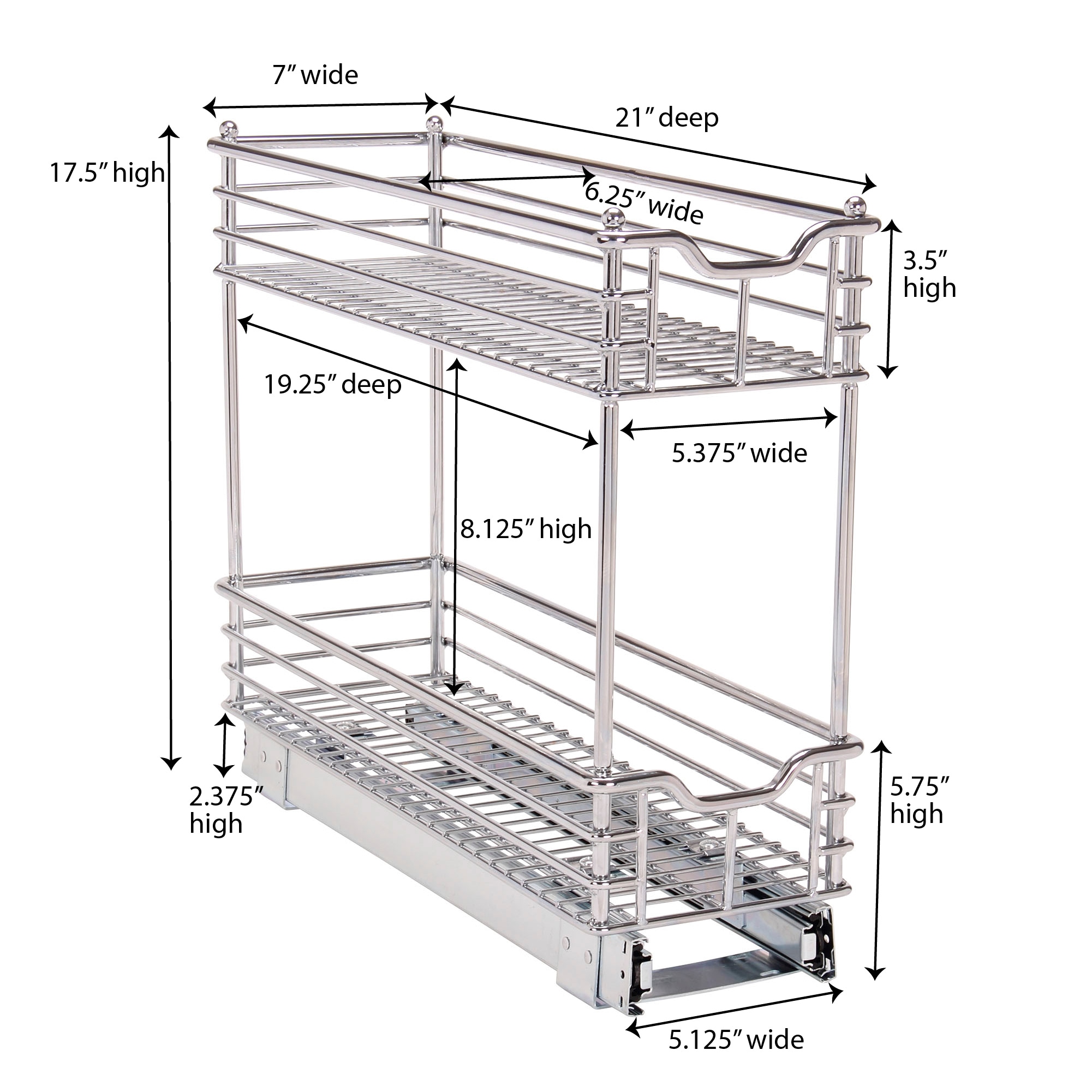 Household Essentials Glidez undercabinet organizers 7-in W x 17.5-in H  2-Tier Cabinet-mount Metal Pull-out Sliding Basket Kit in the Cabinet  Organizers department at