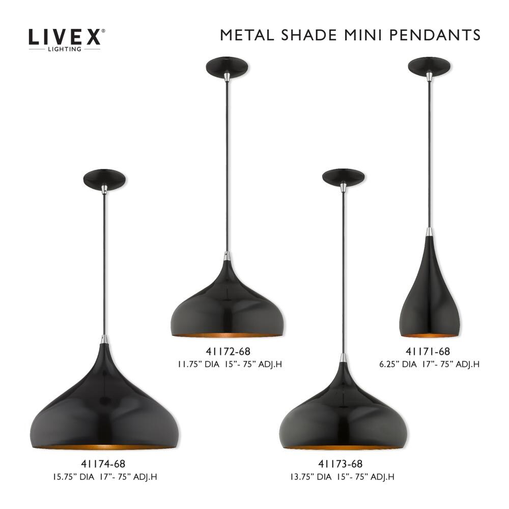 【特価】 Metal Lighting Livex Shade Modern Black Shiny Pendants Mini 知育玩具