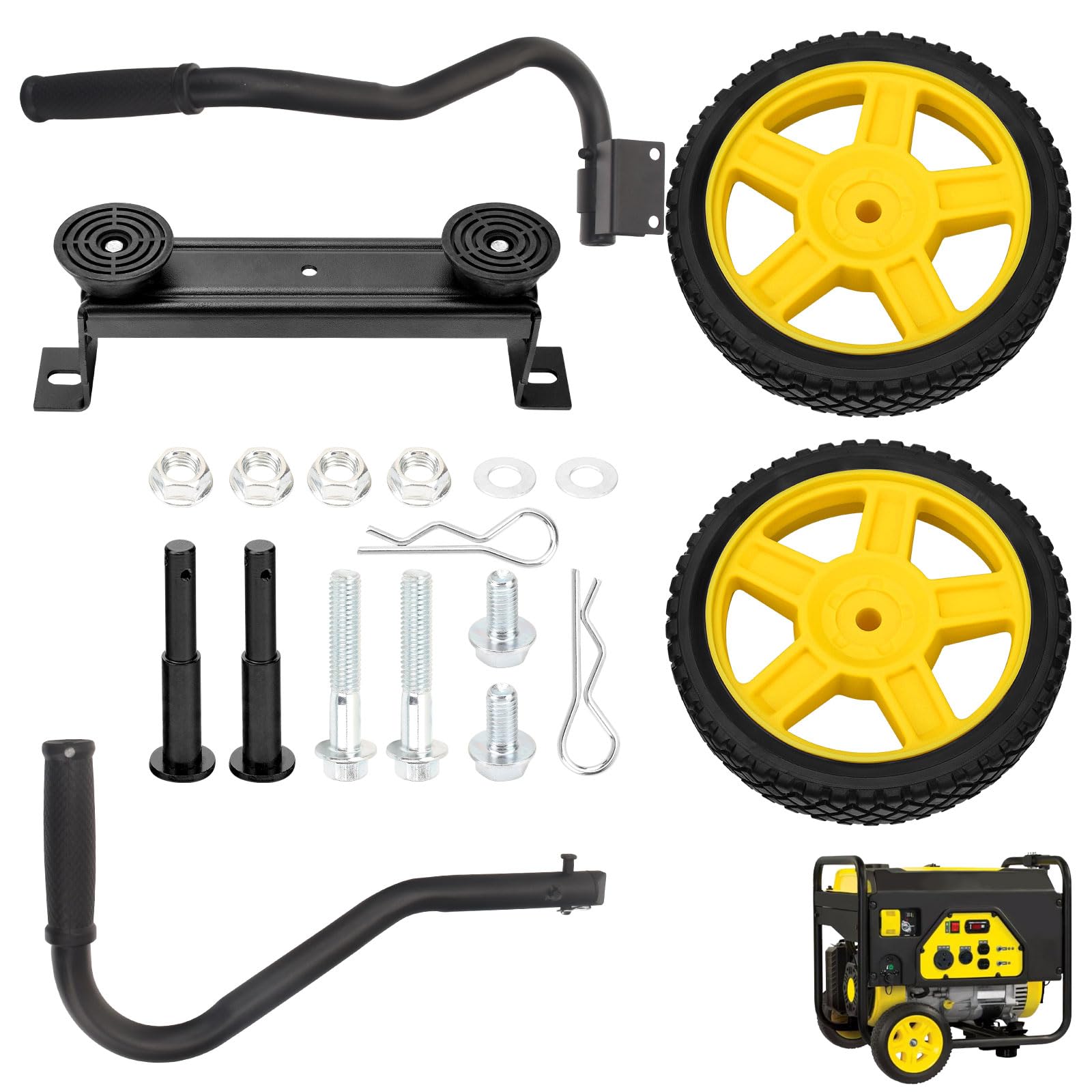 Misopily Generator Wheel Kit for Champion 2800 to 4750 Watt Generators with Folding Handle Two 8 Inch Never Flat Tires Mounting Hardware #LMS0408G18