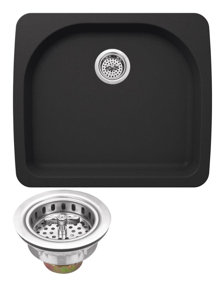 Superior Sinks Drop In 22 In X 25 In Onyx Black Single Bowl 2 Hole   10037075 