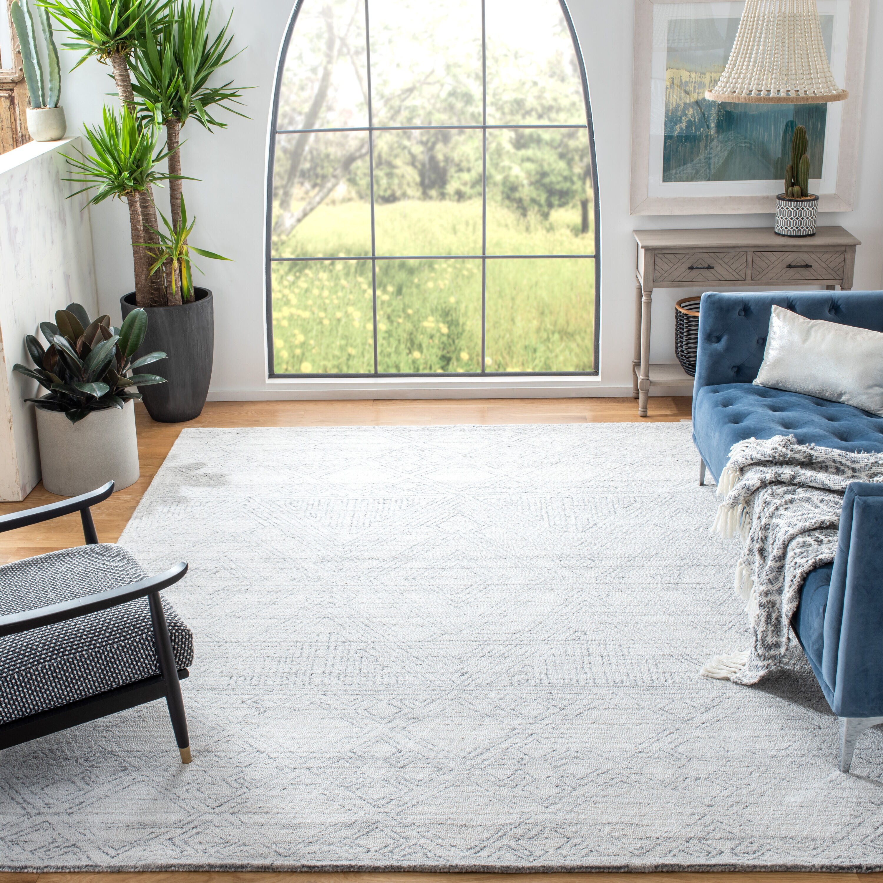  Abstract 144 Ivory/Gray Bohemian 6ft x 9ft Medium Rectangle Rug
