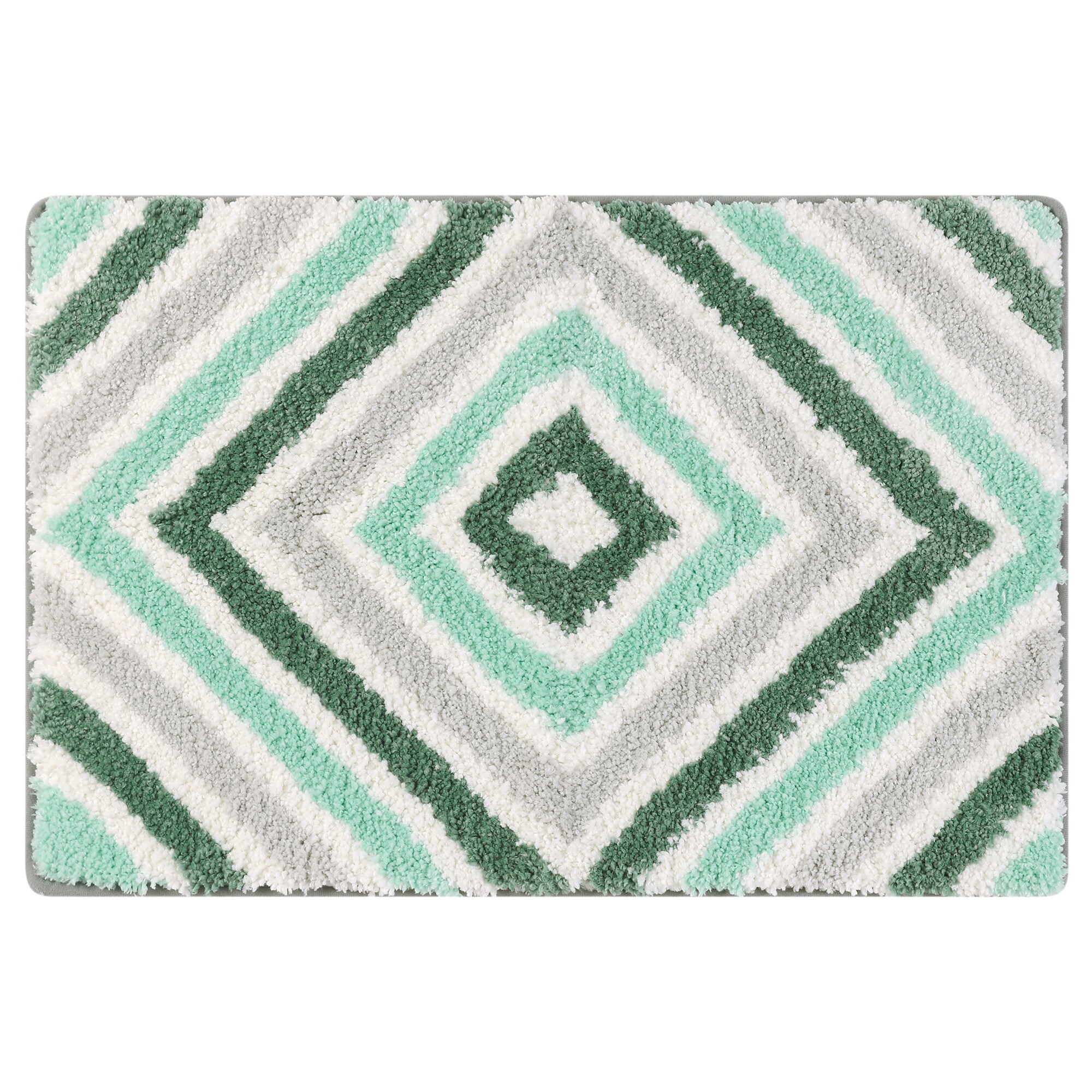 Unique Bargains Geometric Pattern Bathroom Rugs Bath Mats Quick Dry and Non Slip Bath Mat for Shower Bathroom 16 x 24inch Green