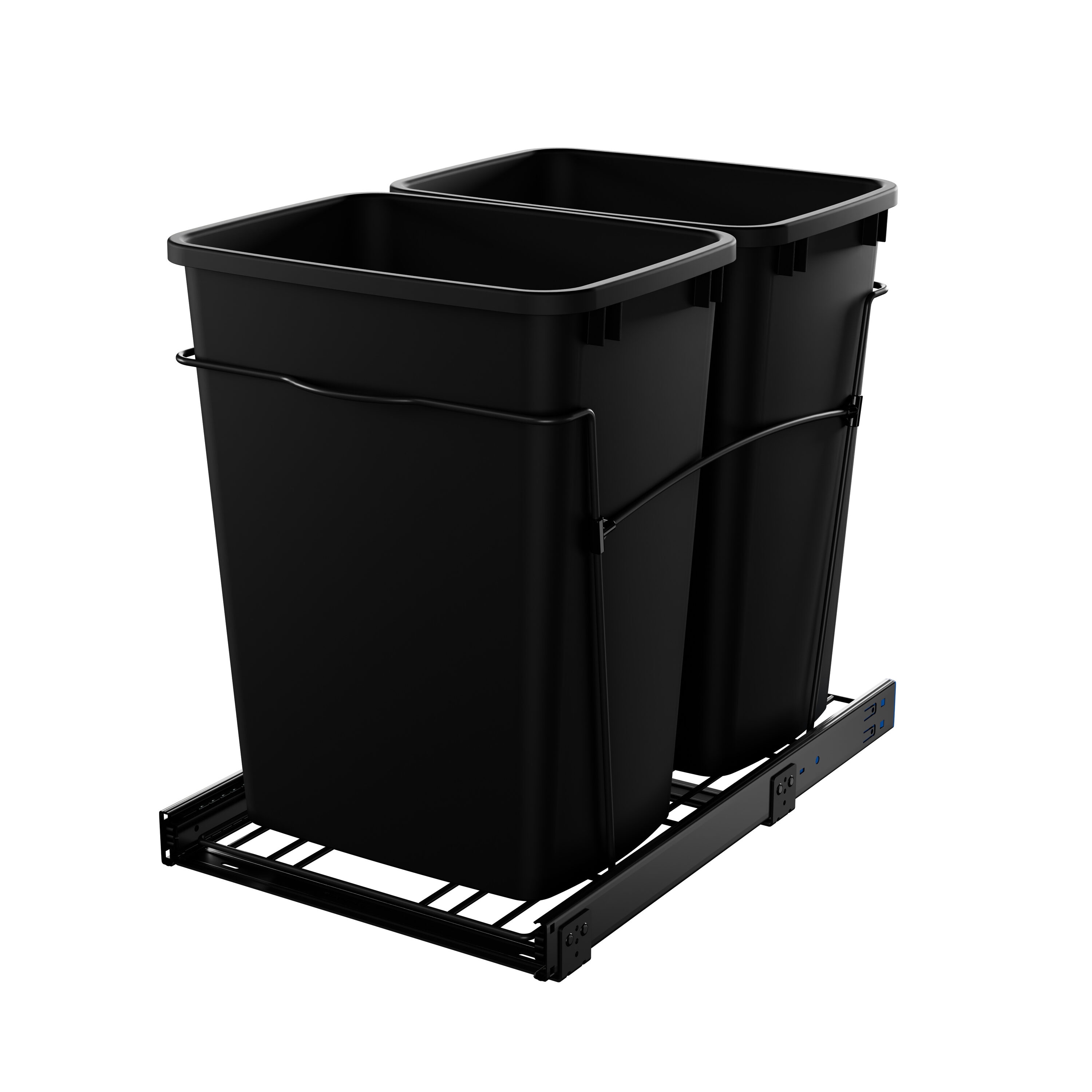 Rev-A-Shelf 14.5-in W x 19.75-in H x 21-in D Cabinet mount Black Stainless steel Soft Close Lift up Pull-out trash can