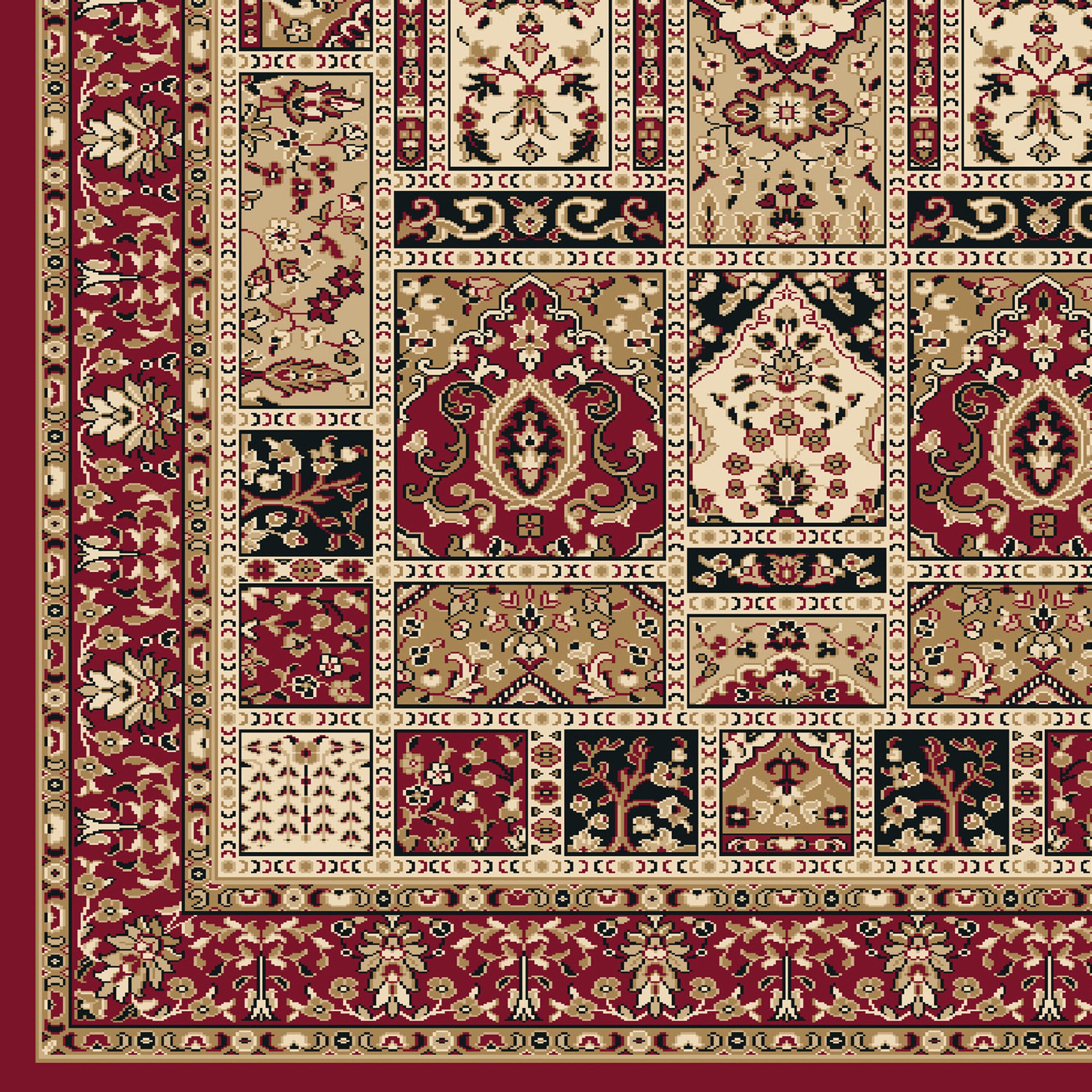 Traditional Red and Beige Synthetic 5' x 7' Kids Area Rug