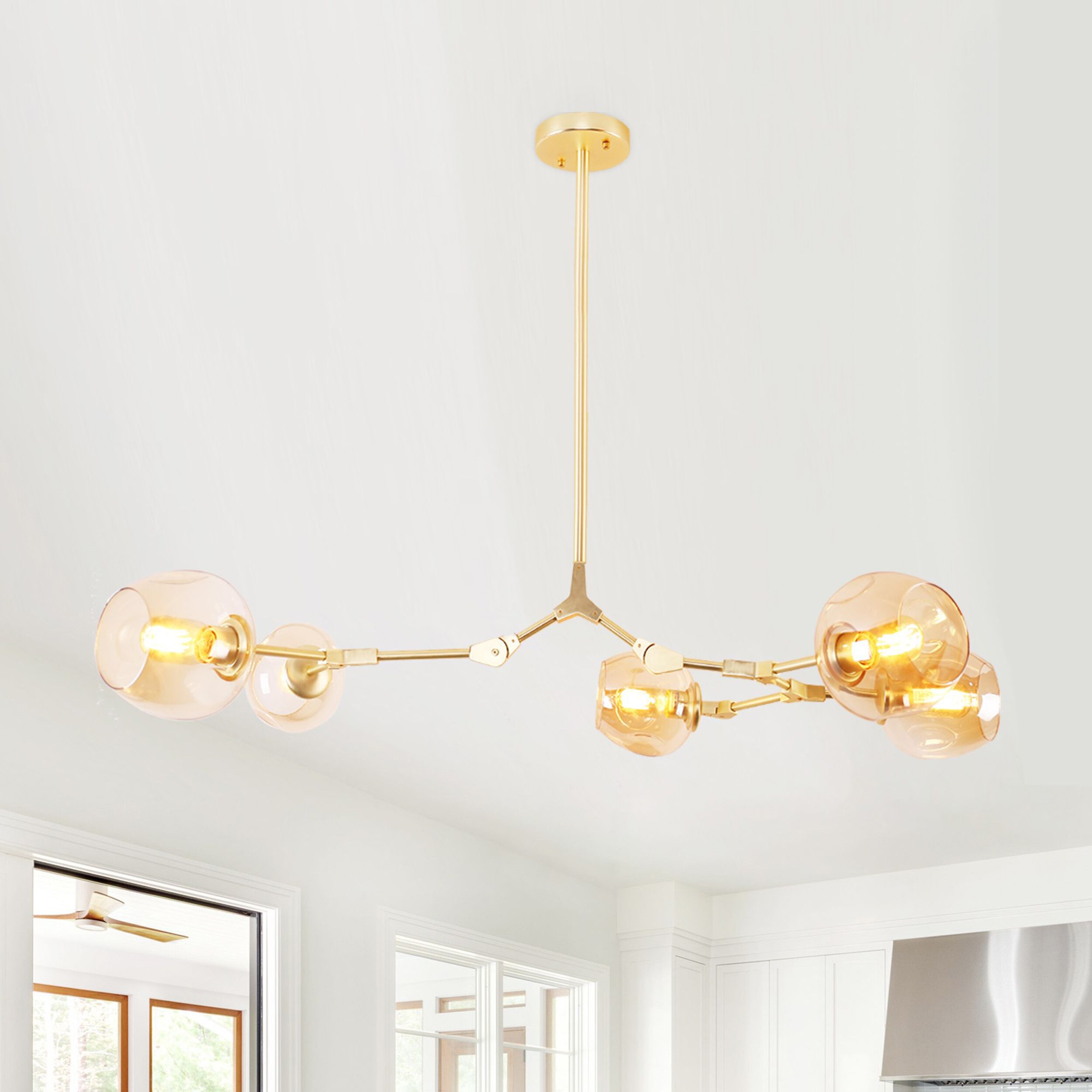 Oaks Decor BD1031-5-HP Rochelle 5 -Light Brushed Brown Modern/contemporary Bare bulb For Use in Bathrooms, Bedrooms, Dining Rooms, Foyers, Kitchens, Living Rooms Chandelier