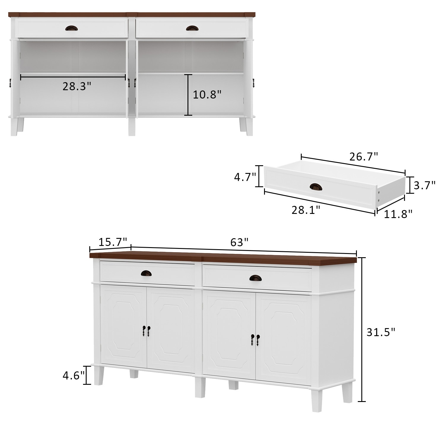 FUFU&GAGA Contemporary/Modern White Sideboard in the Dining & Kitchen ...