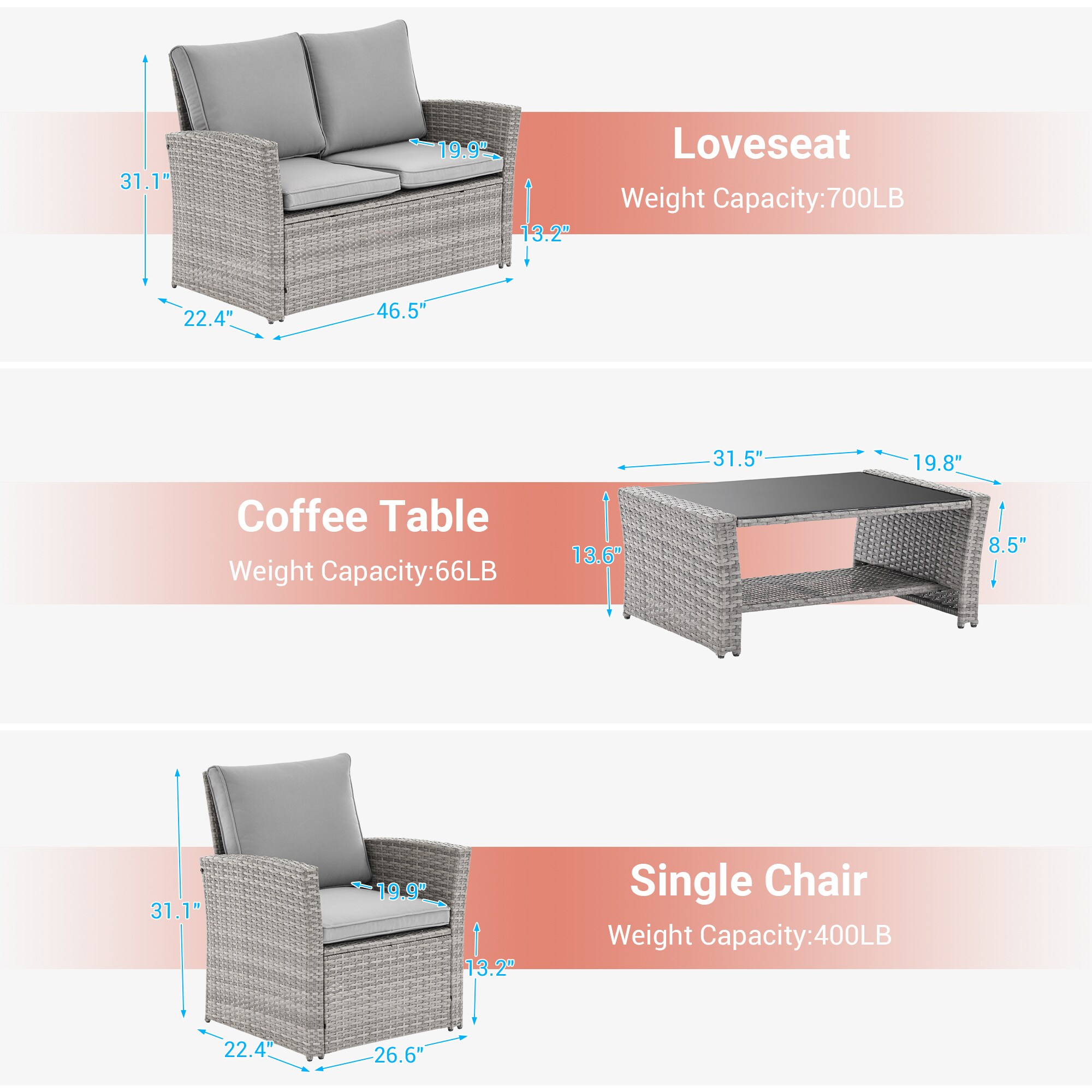 ACEGOSES LW-F600HGY Patio-Conversation-Sets - View #4