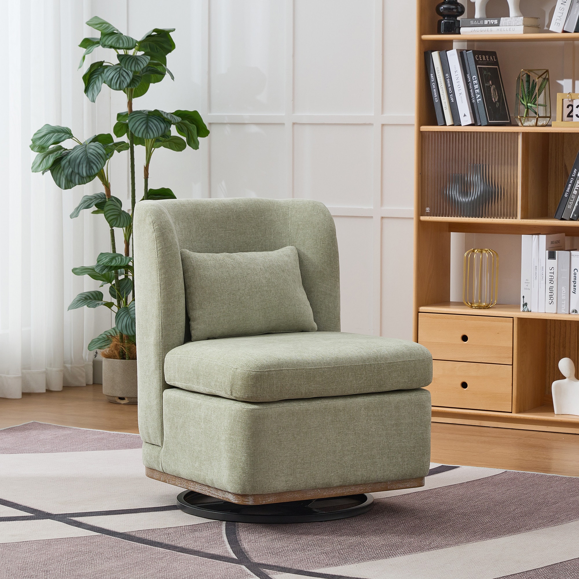Aortzio - 25.2-in W Casual pale green Chenille Swivel Accent Chair