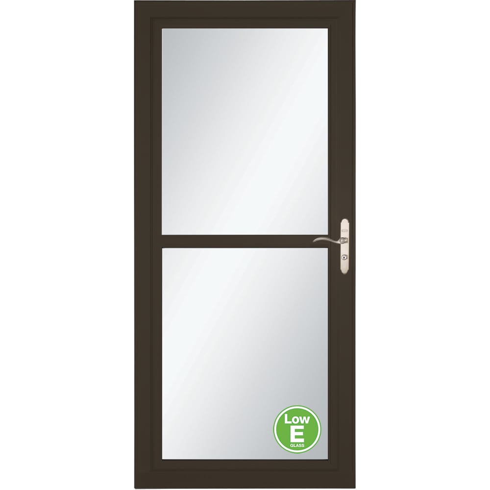 Tradewinds Selection Low-E 36-in x 81-in Elk Full-view Retractable Screen Aluminum Storm Door with Brushed Nickel Handle in Brown | - LARSON 14604042E17