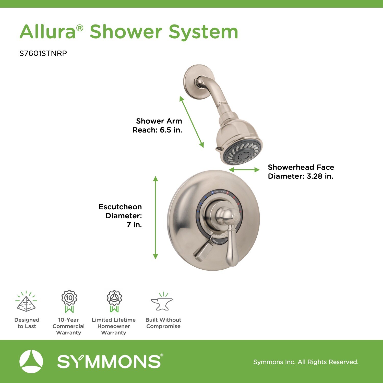 Symmons S7601STNRP Showerhead-Bar-Panels - View #3