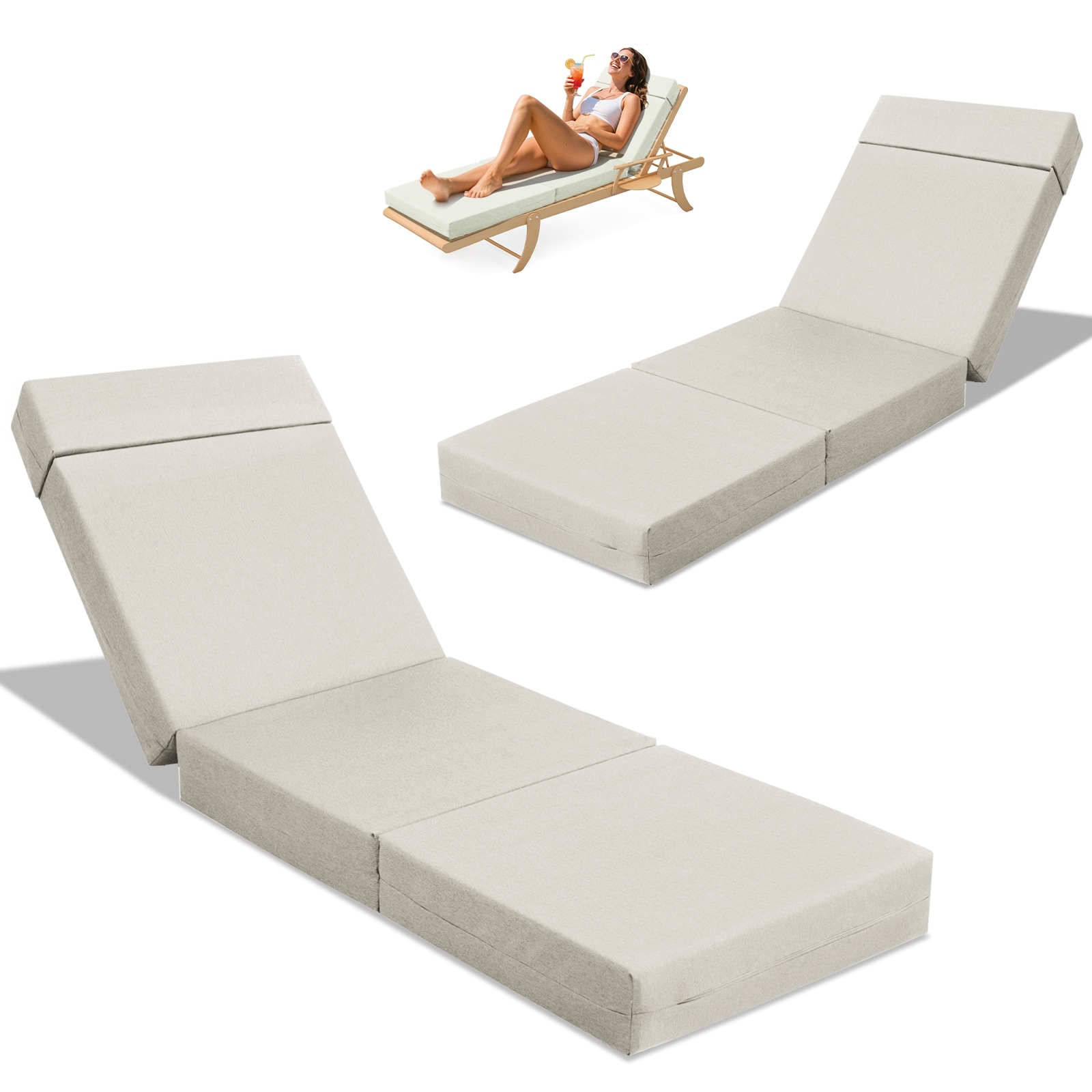 Esazn I1200160-SL-L-LYU 2 Pcs Chaise Lounge Cushions Outdoor Esazn 80-in x 26-in 2 -Piece Blue Patio chaise lounge chair cushion