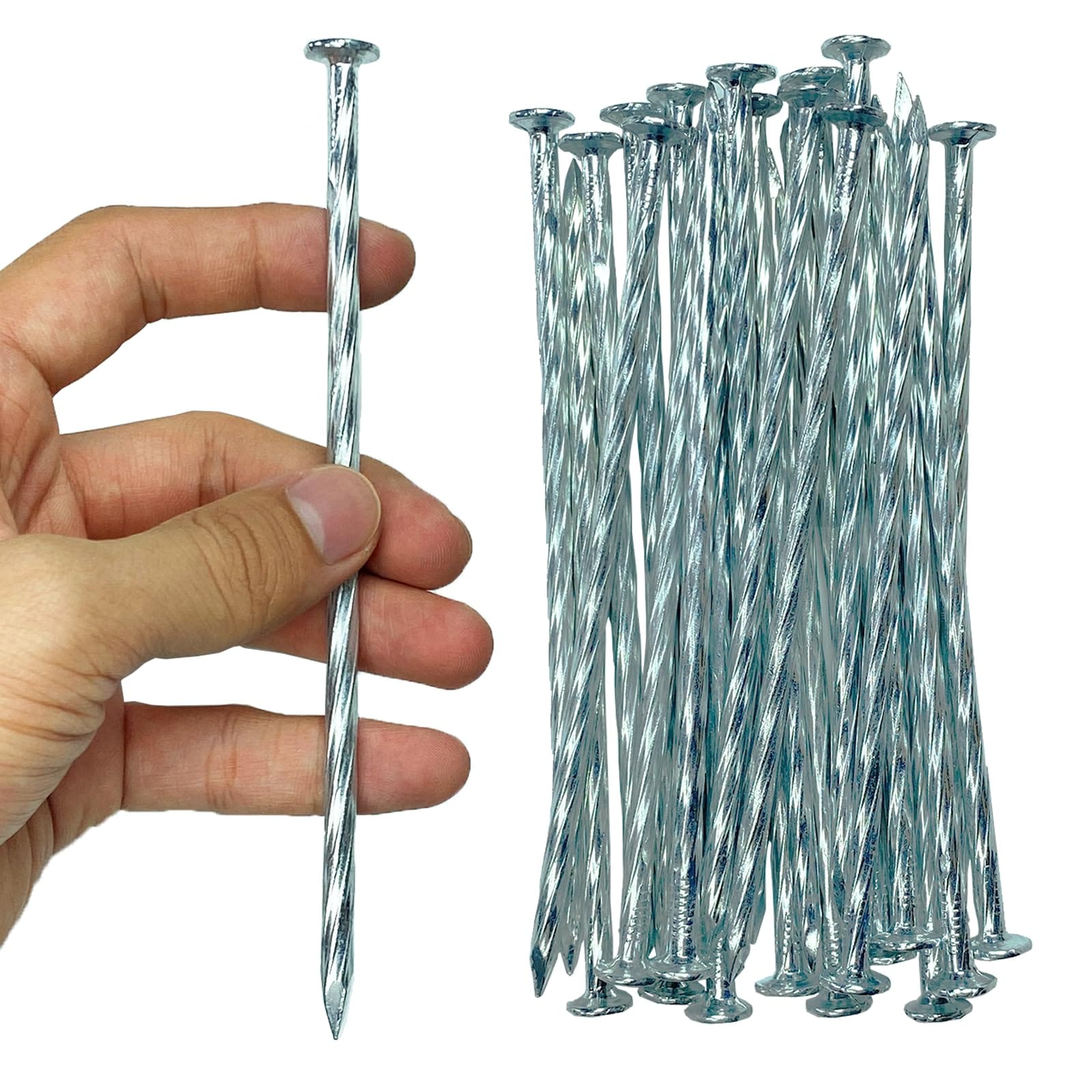 KIWDZFU  Artificial Turf Stakes Galvanized Spiral Landscape Spikes 6 Inch for Weed Barrier Fabric Paver Edging Gardening Lawn Secure Ground C